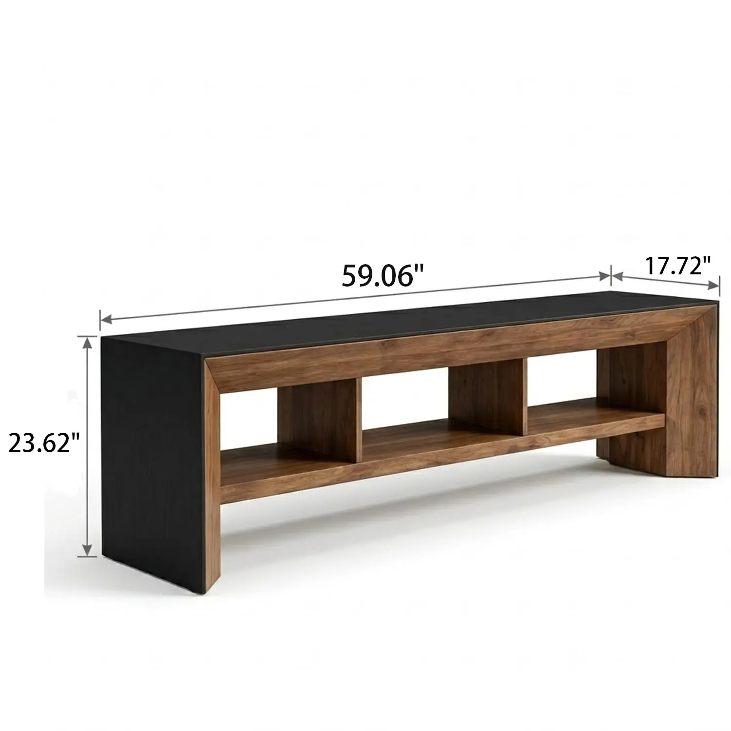 Modern Industrial Solid Pine Wood TV Stand with Open Storage Image - 7 #size | homeyfad