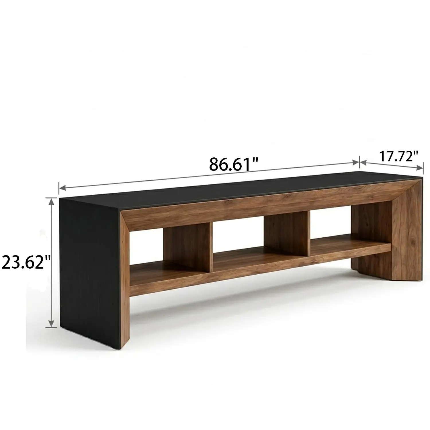 Modern Industrial Solid Pine Wood TV Stand with Open Storage Image - 11 | homeyfad