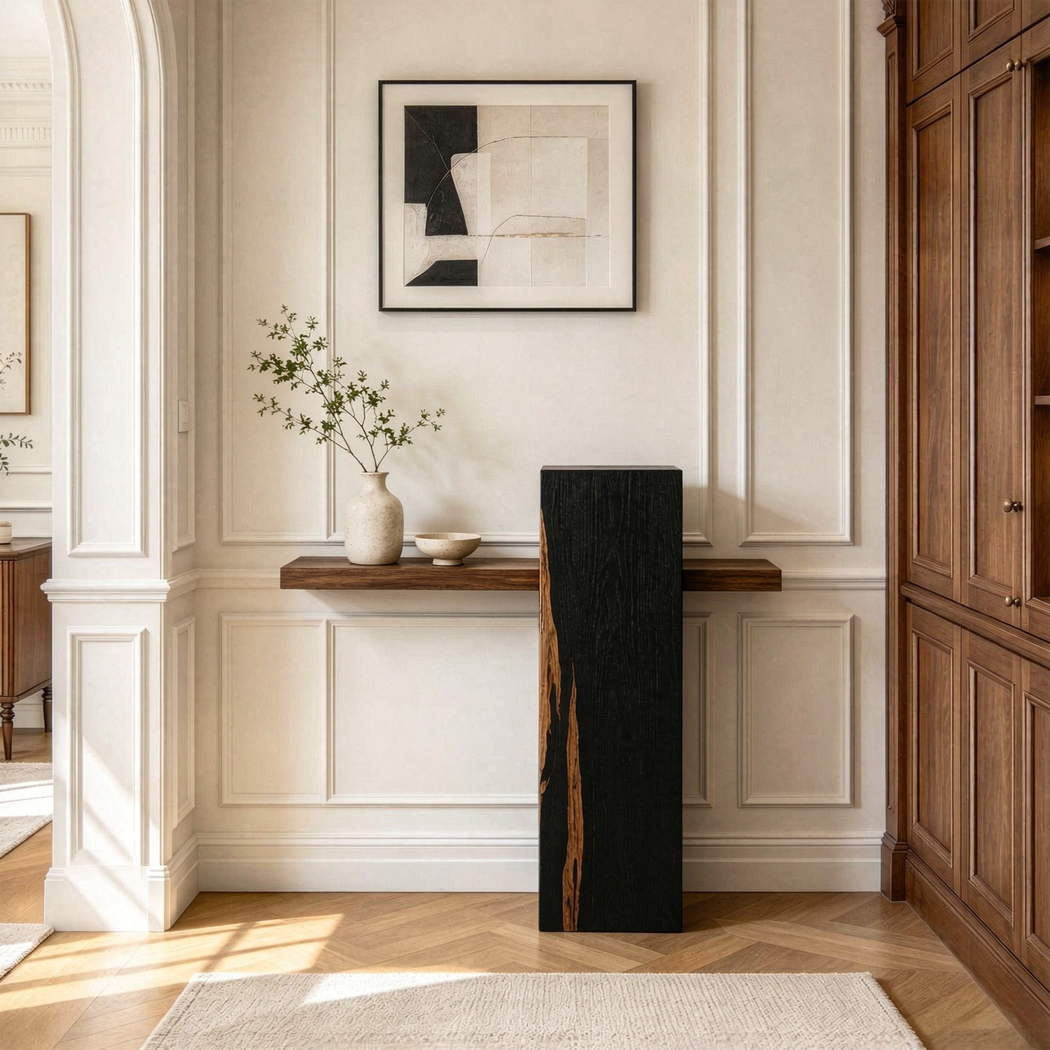 Modern Solid Pine Wood Console Table with Cross-Shaped Design | homeyfad