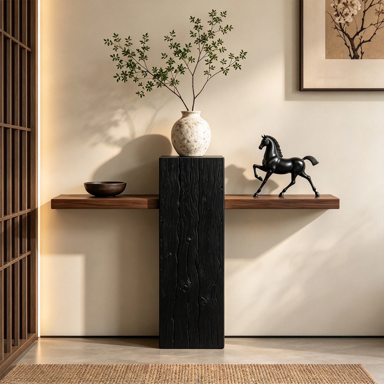 Modern Solid Pine Wood Console Table with Cross-Shaped Design | homeyfad