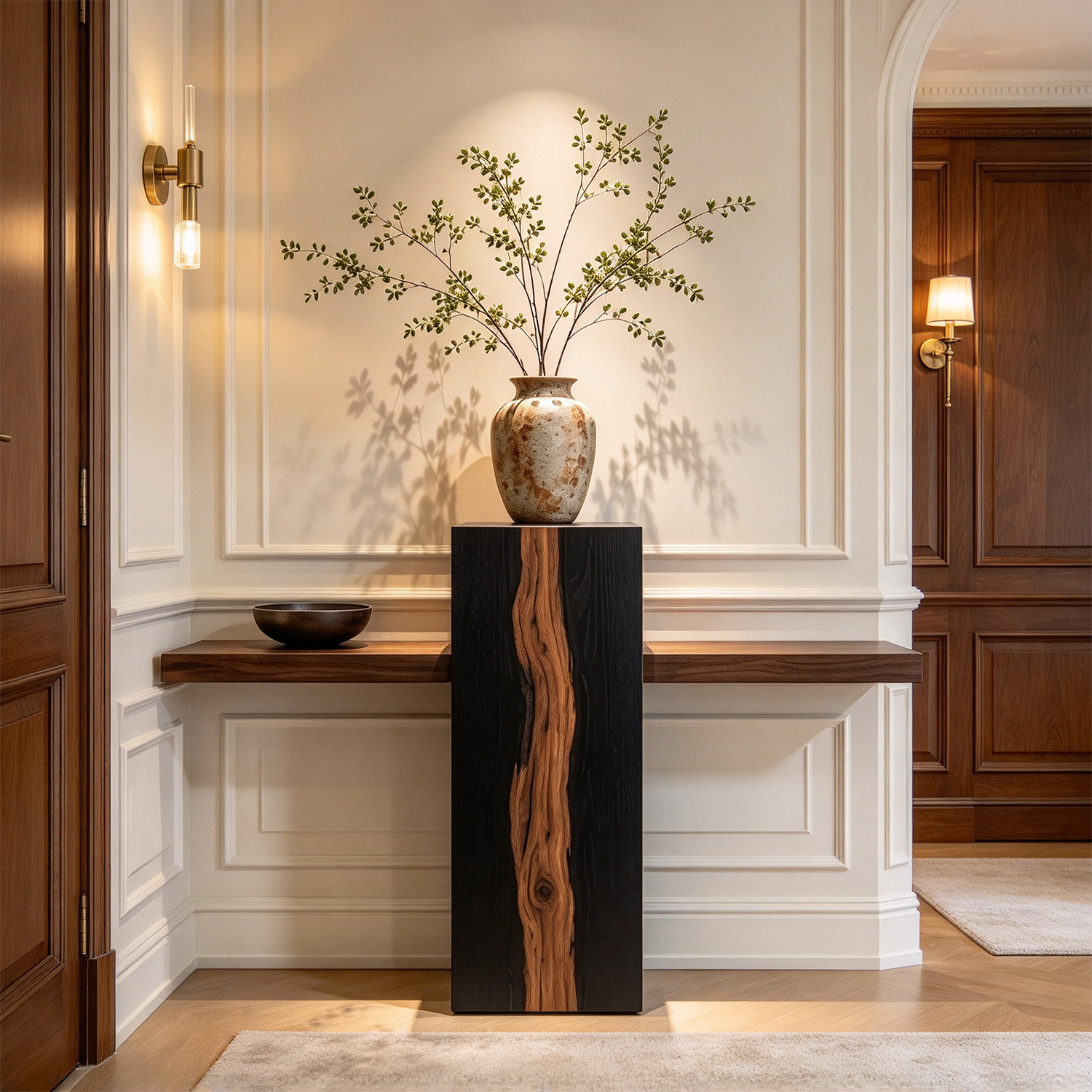 Modern Solid Pine Wood Console Table with Cross-Shaped Design | homeyfad