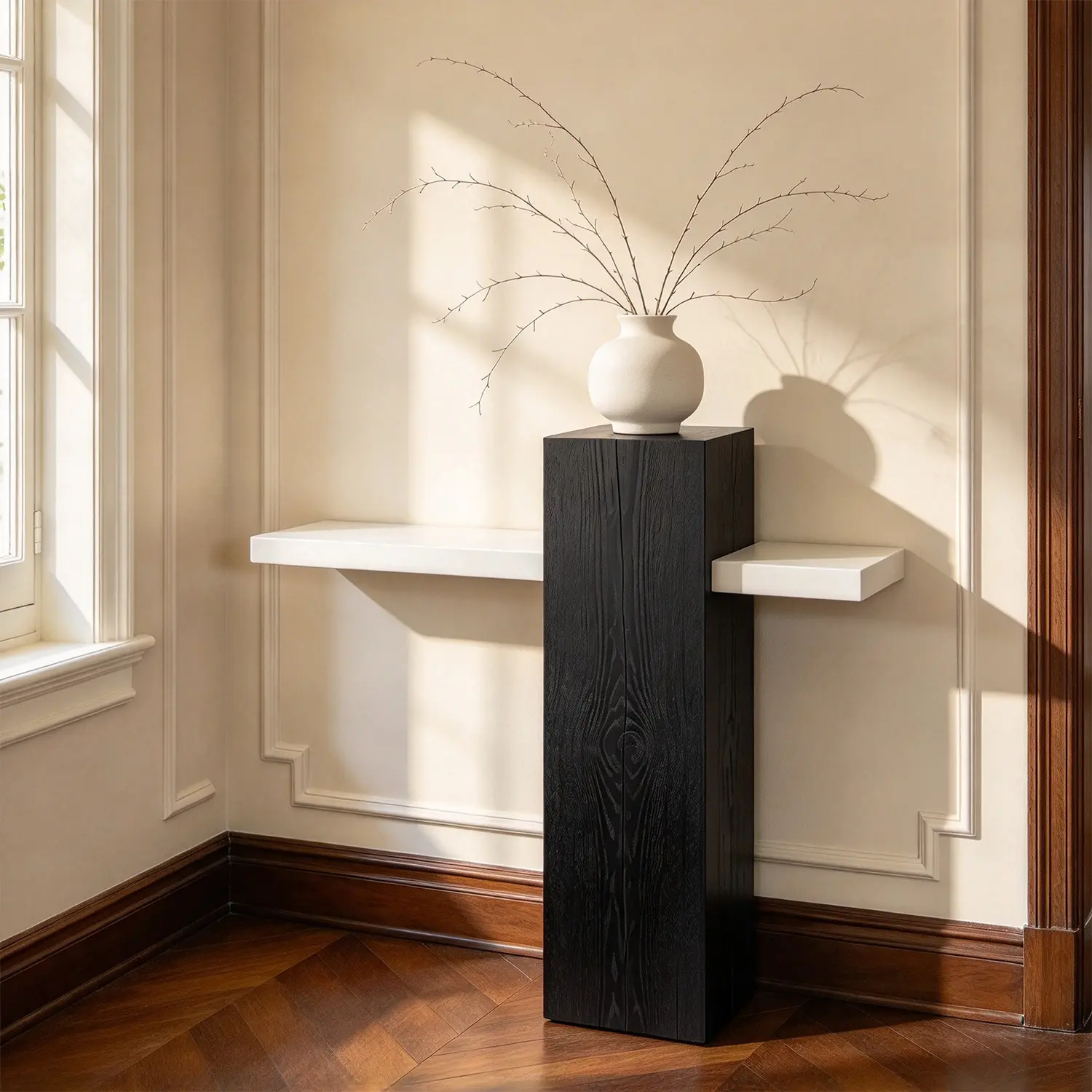 Modern Solid Pine Wood Console Table with Cross-Shaped Design Image - 5 | homeyfad