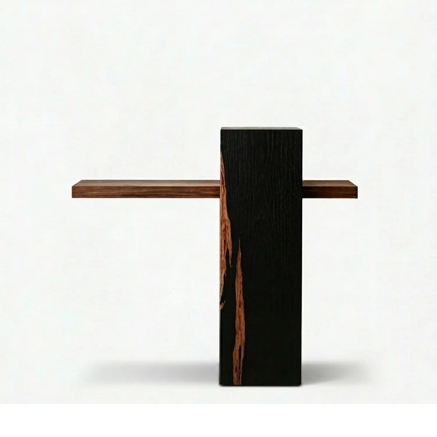 Modern Solid Pine Wood Console Table with Cross-Shaped Design Image - 8 | homeyfad