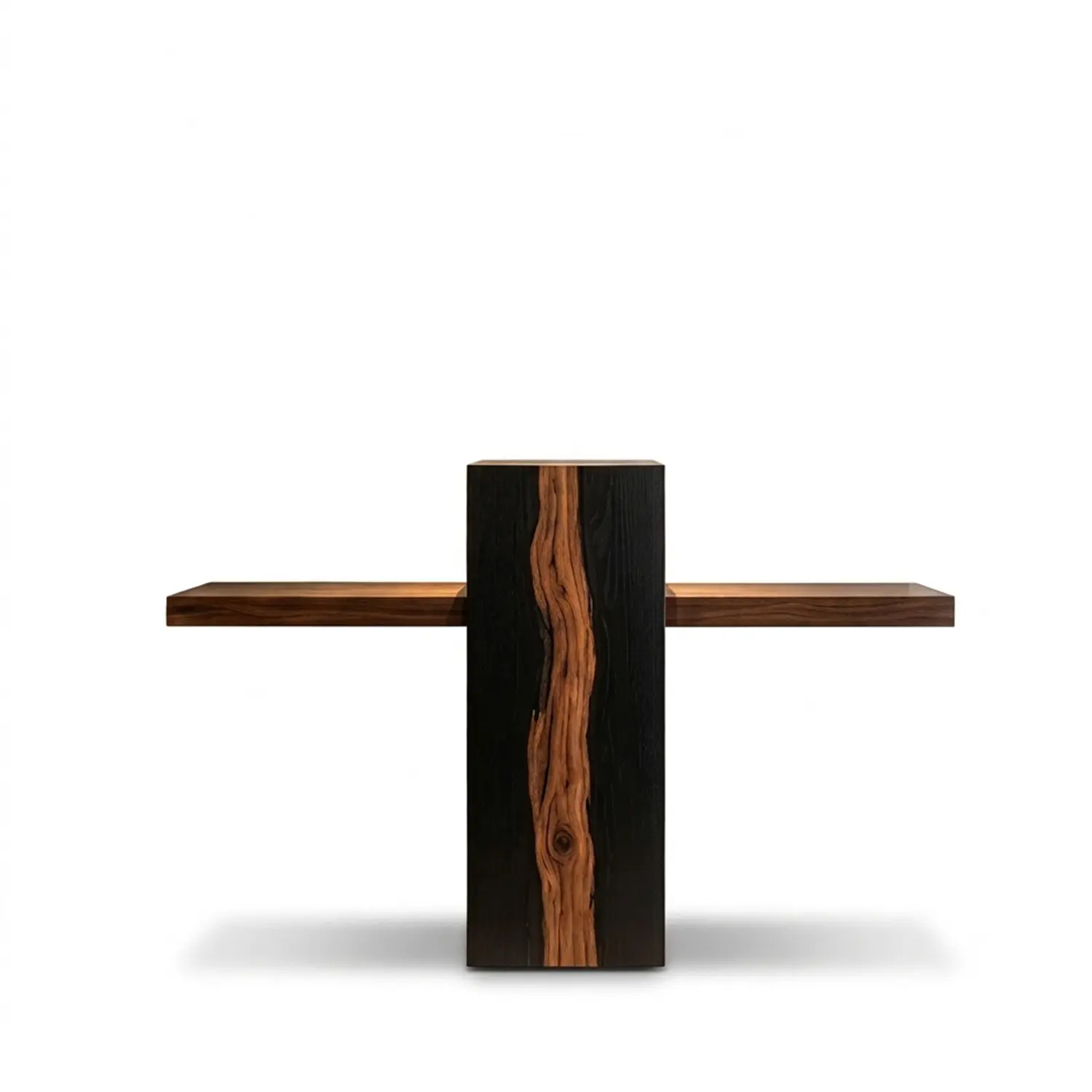 Modern Solid Pine Wood Console Table with Cross-Shaped Design Image - 6 | homeyfad