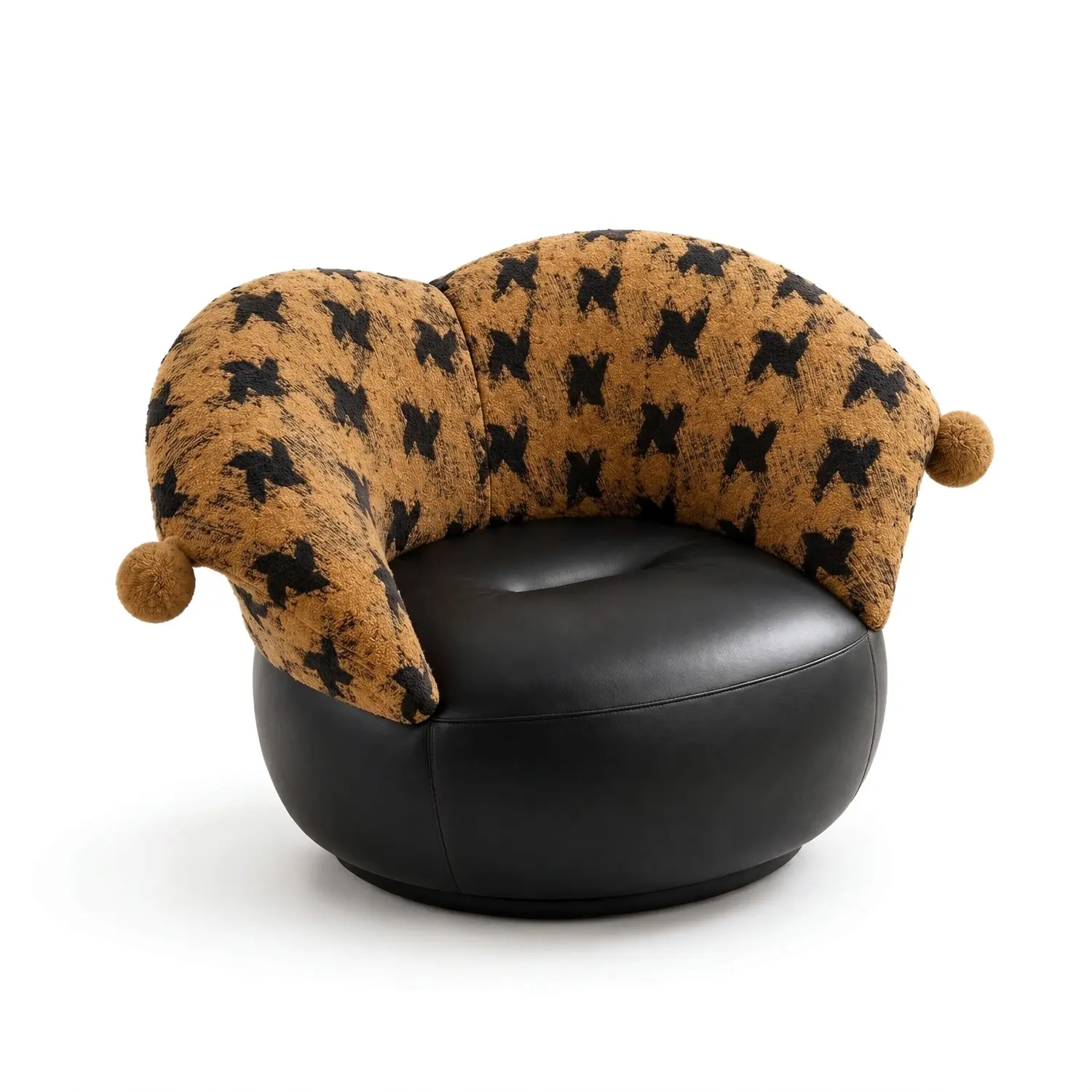 Brown Modern Clown-Inspired Houndstooth Swivel Accent Chair Image - 2 | homeyfad