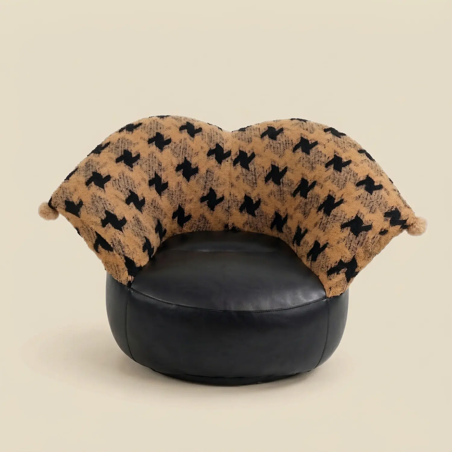 Modern Clown-Inspired Houndstooth Swivel Accent Chair Image - 13 | homeyfad