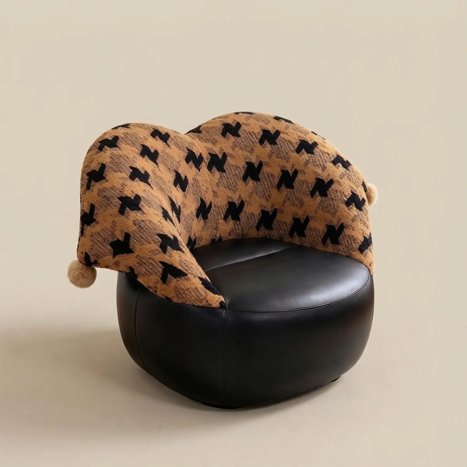 Modern Clown-Inspired Houndstooth Swivel Accent Chair Image - 12 | homeyfad
