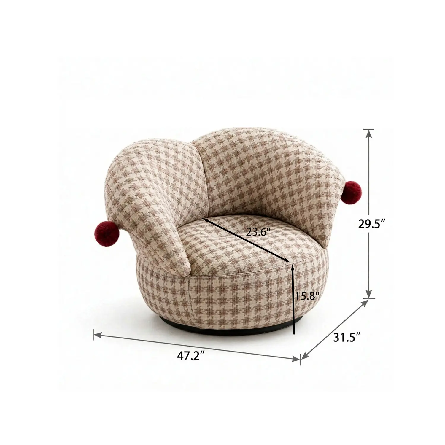Modern Clown-Inspired Houndstooth Swivel Accent Chair Image - 28 | homeyfad