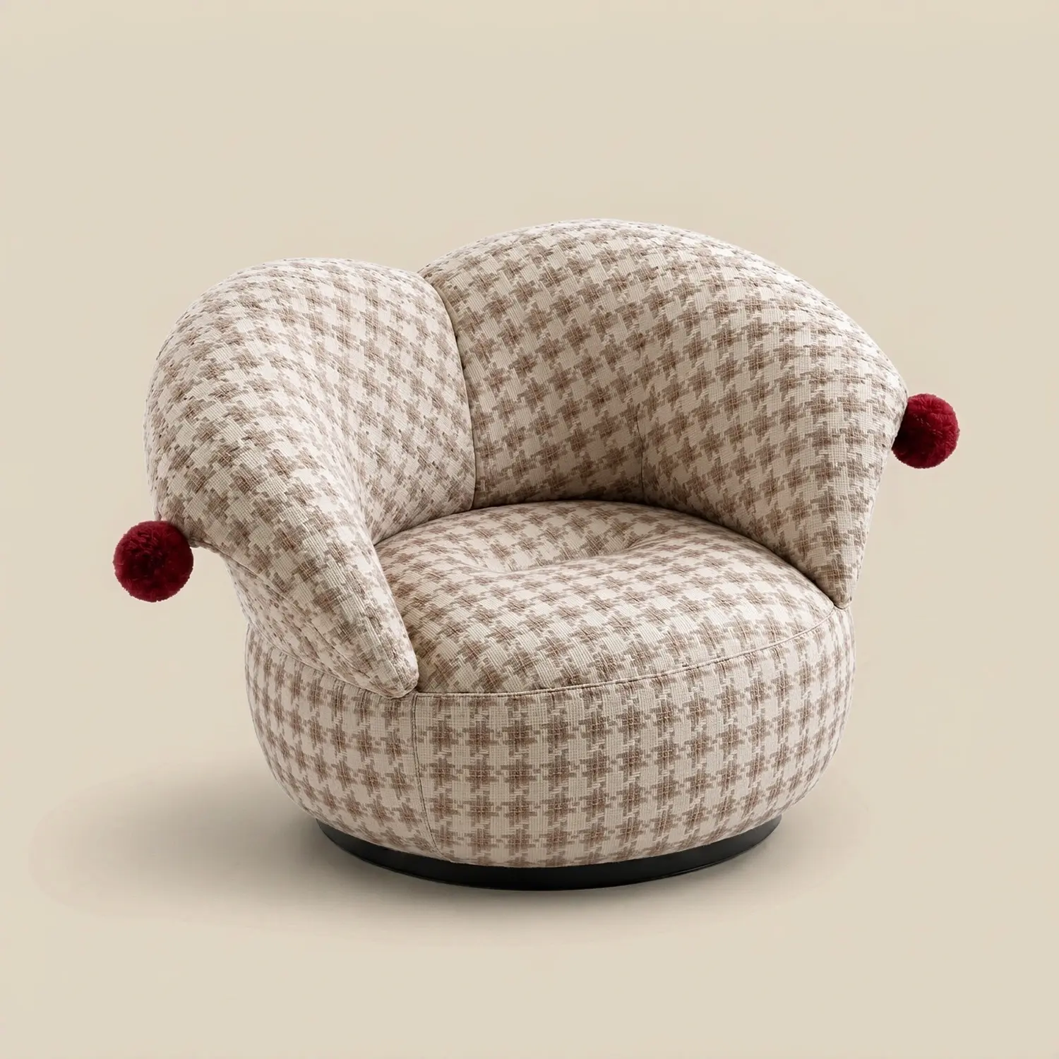 Modern Clown-Inspired Houndstooth Swivel Accent Chair Image - 23 | homeyfad