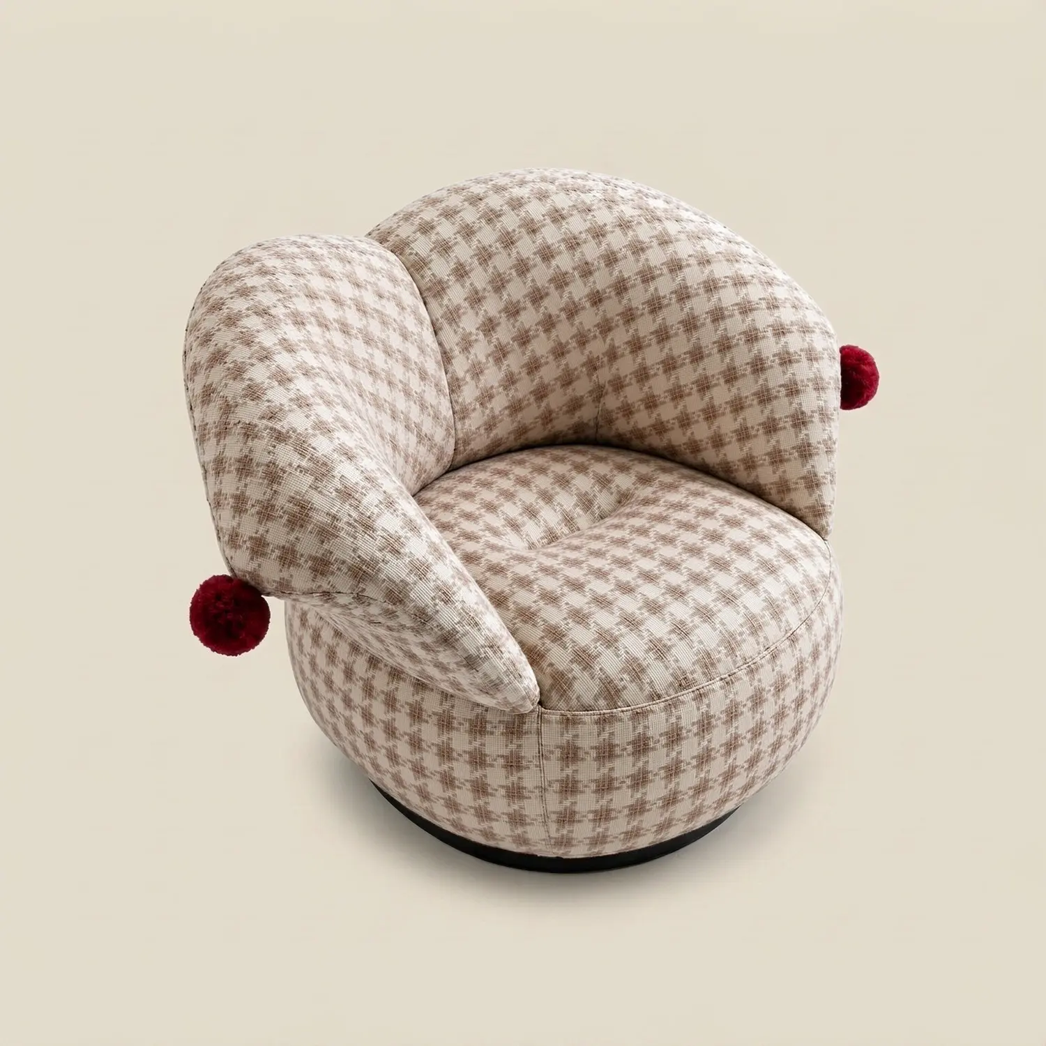 Modern Clown-Inspired Houndstooth Swivel Accent Chair Image - 24 | homeyfad