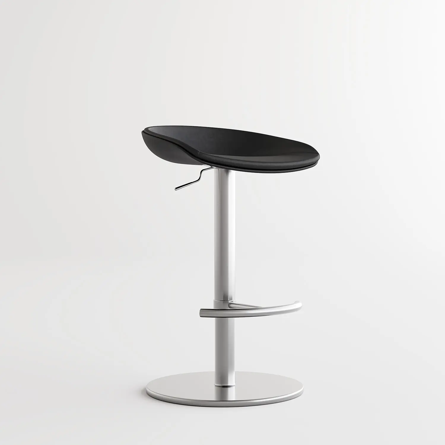 Black Silver Industrial Modern Pedestal Leather Bar Stools Image - 12 | homeyfad