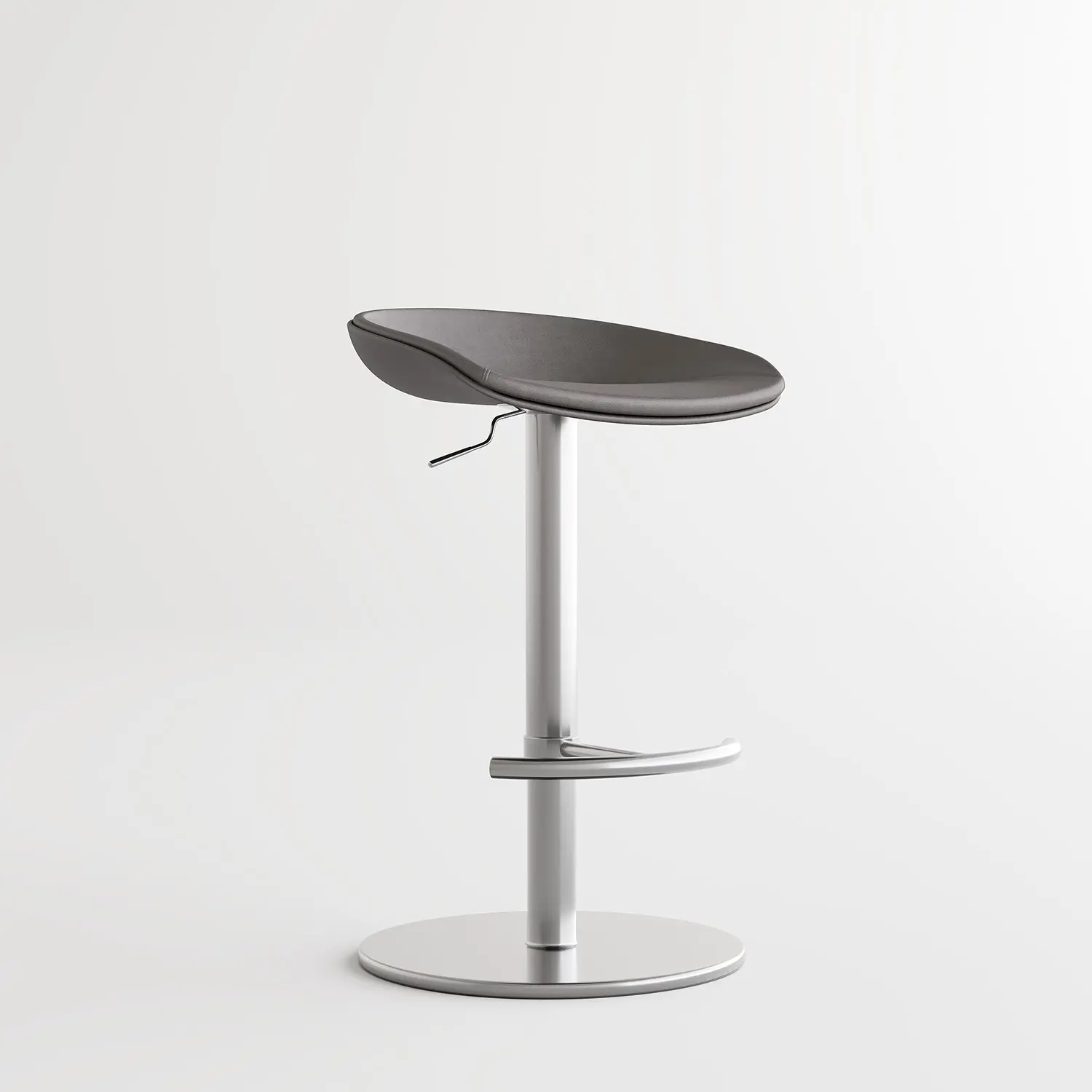 Gray Silver Industrial Modern Pedestal Leather Bar Stools Image - 13 | homeyfad