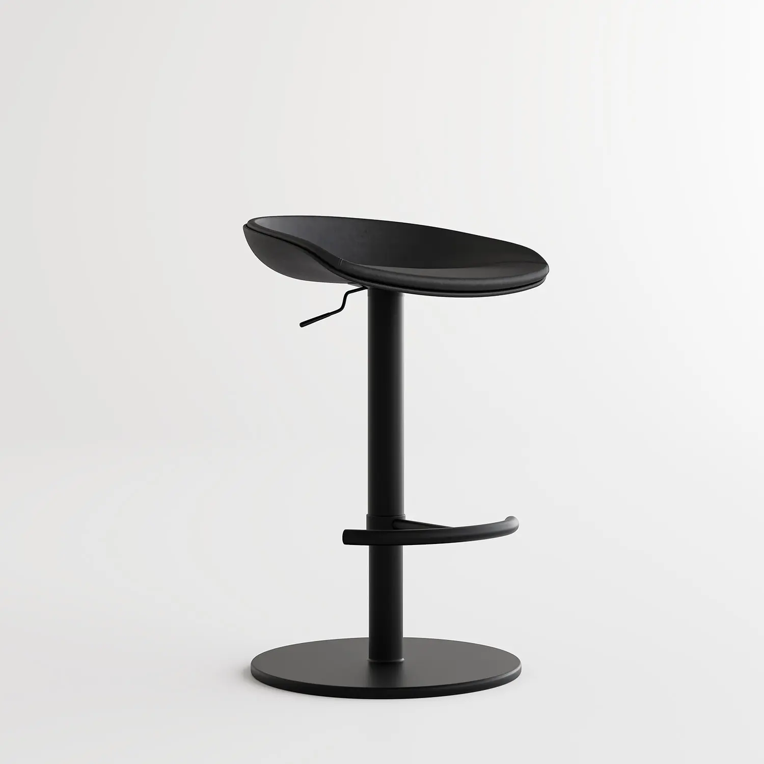 Black Black Industrial Modern Pedestal Leather Bar Stools Image - 18 | homeyfad