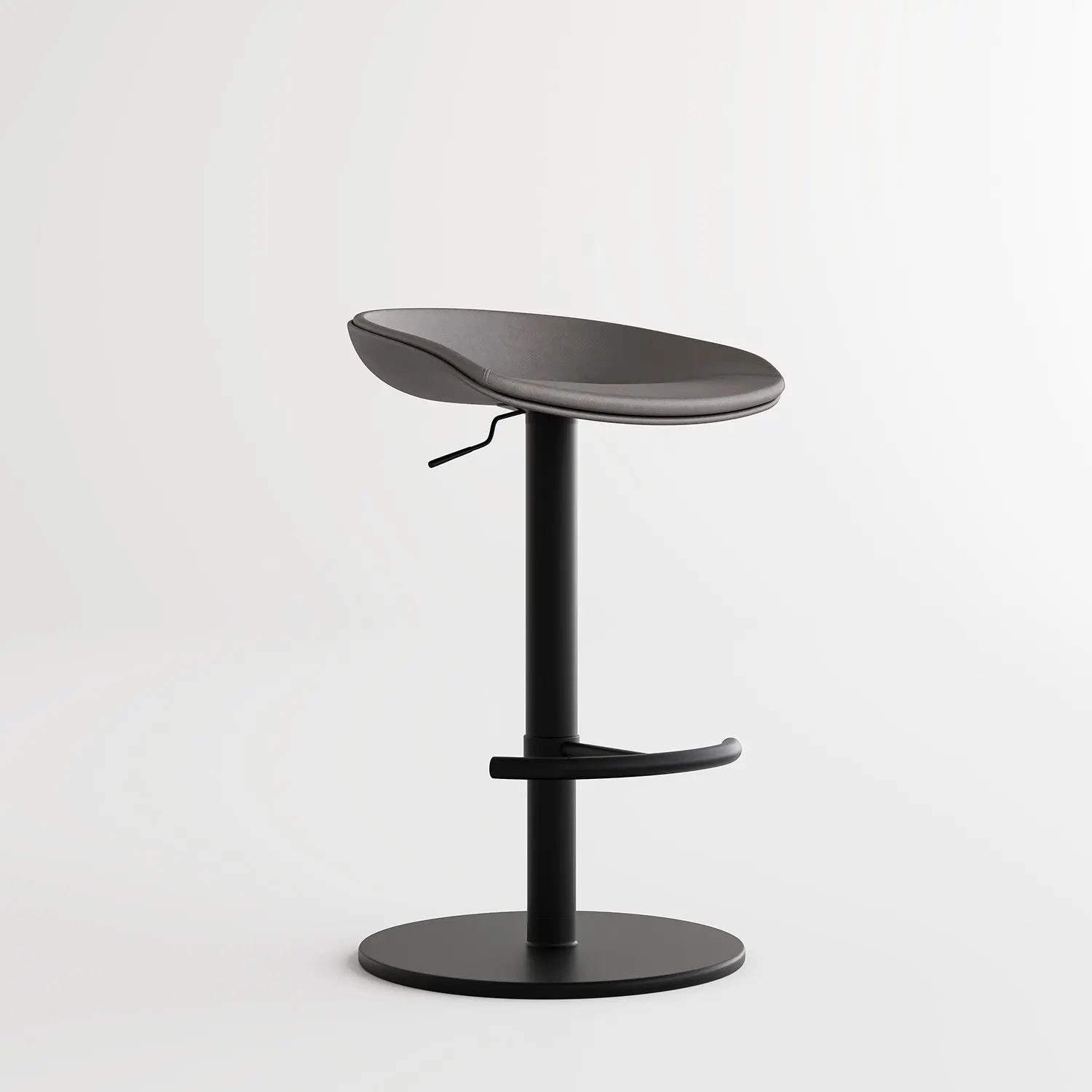 Gray Black Industrial Modern Pedestal Leather Bar Stools Image - 19 | homeyfad