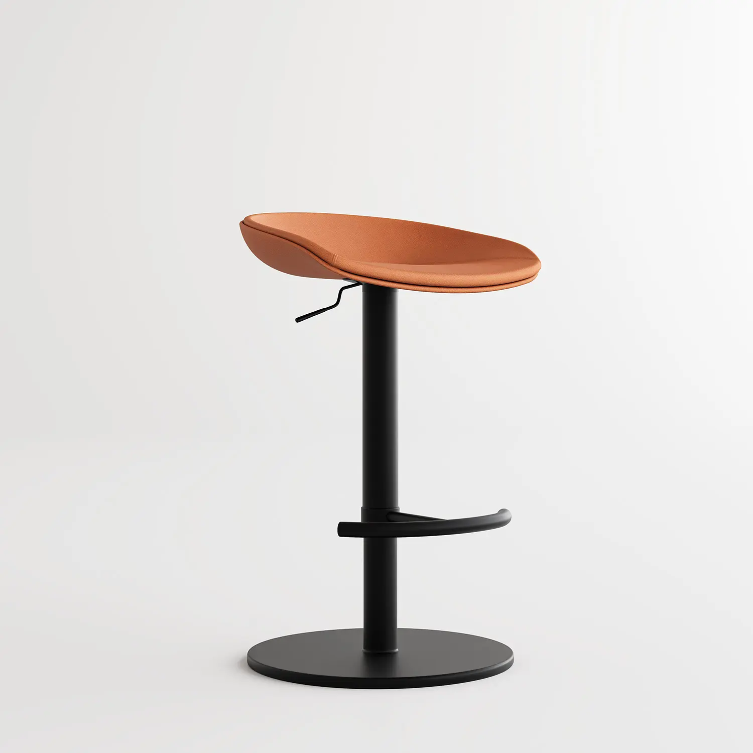 Yellowish Brown Black Industrial Modern Pedestal Leather Bar Stools Image - 22 | homeyfad