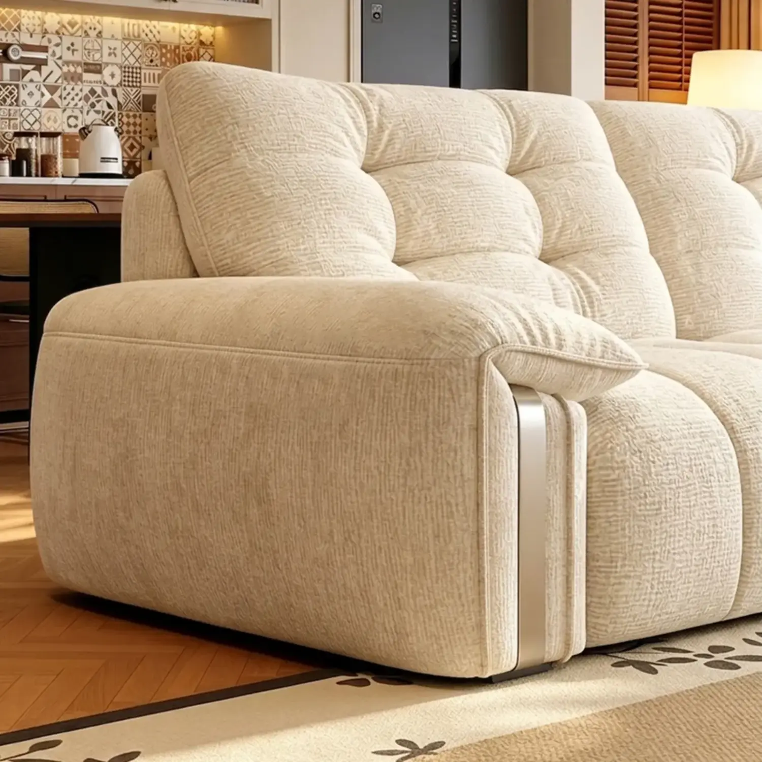 Contemporary Chenille Tufted Power Pull-Out Sofa Bed Image - 11 | homeyfad