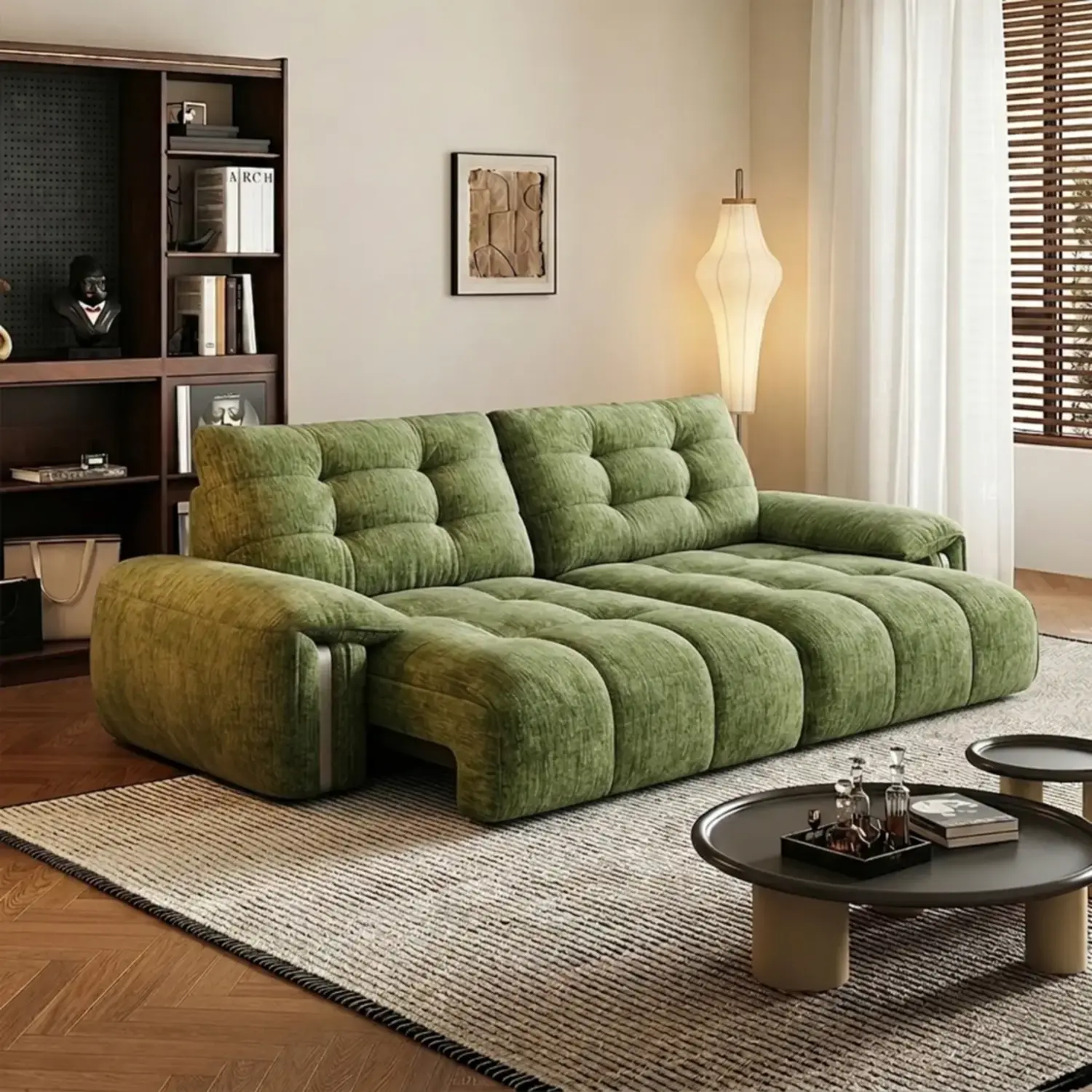 Contemporary Chenille Tufted Power Pull-Out Sofa Bed Image - 23 | homeyfad