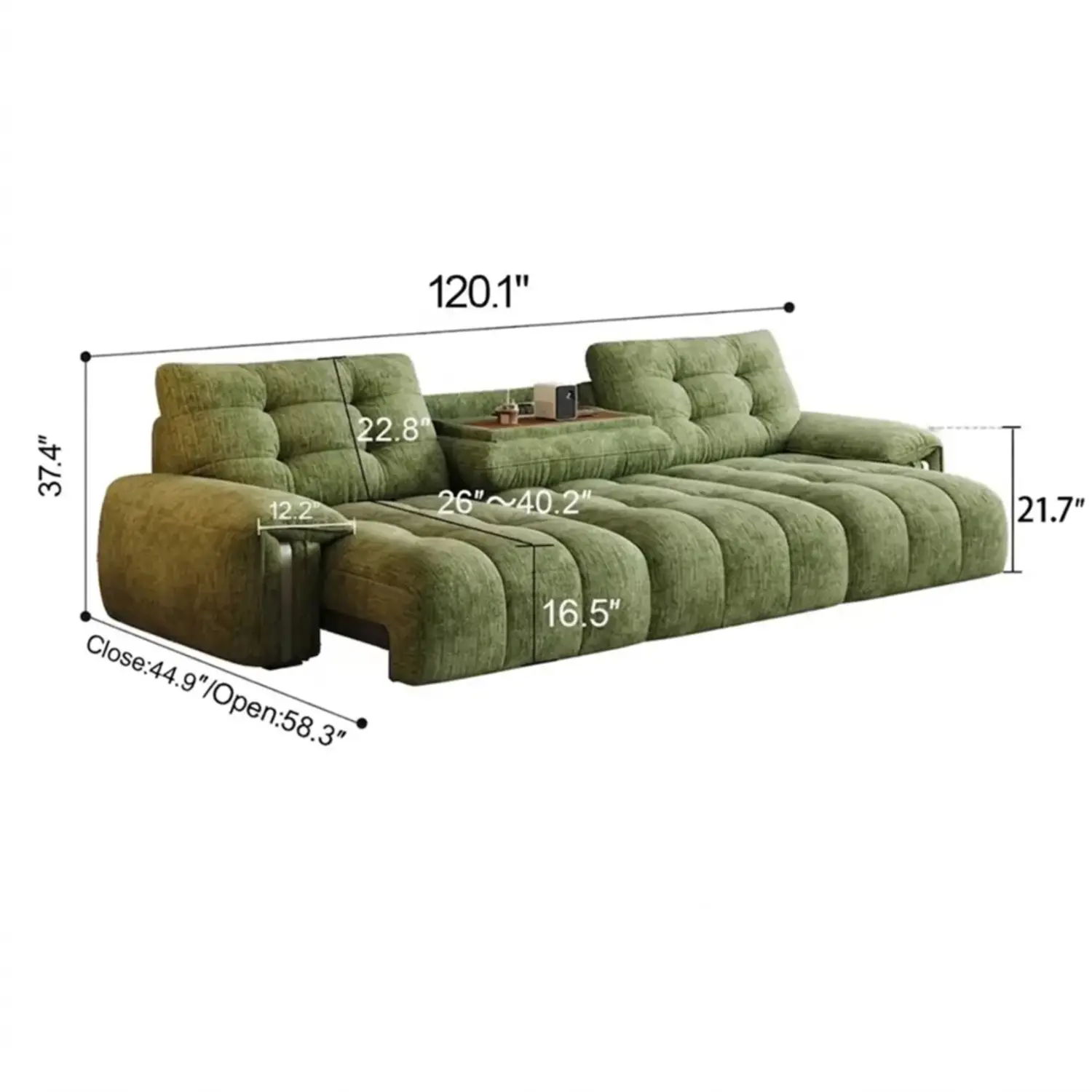 Contemporary Chenille Tufted Power Pull-Out Sofa Bed Image - 29 | homeyfad