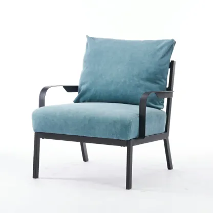 Modern Fabric Metal Arm Chair Beige Ergonomic Design