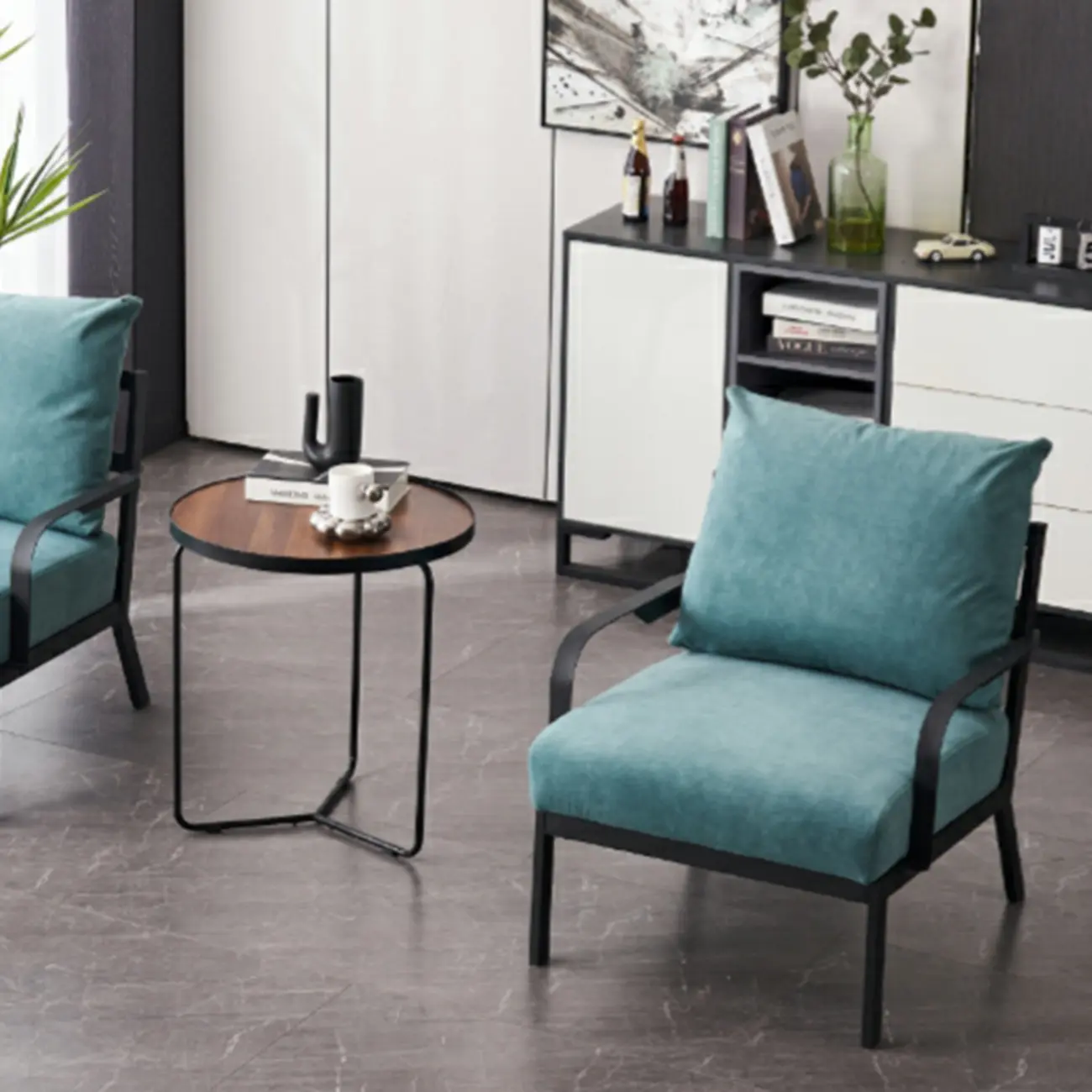 Modern Fabric Metal Arm Chair Beige Ergonomic Design | homeyfad