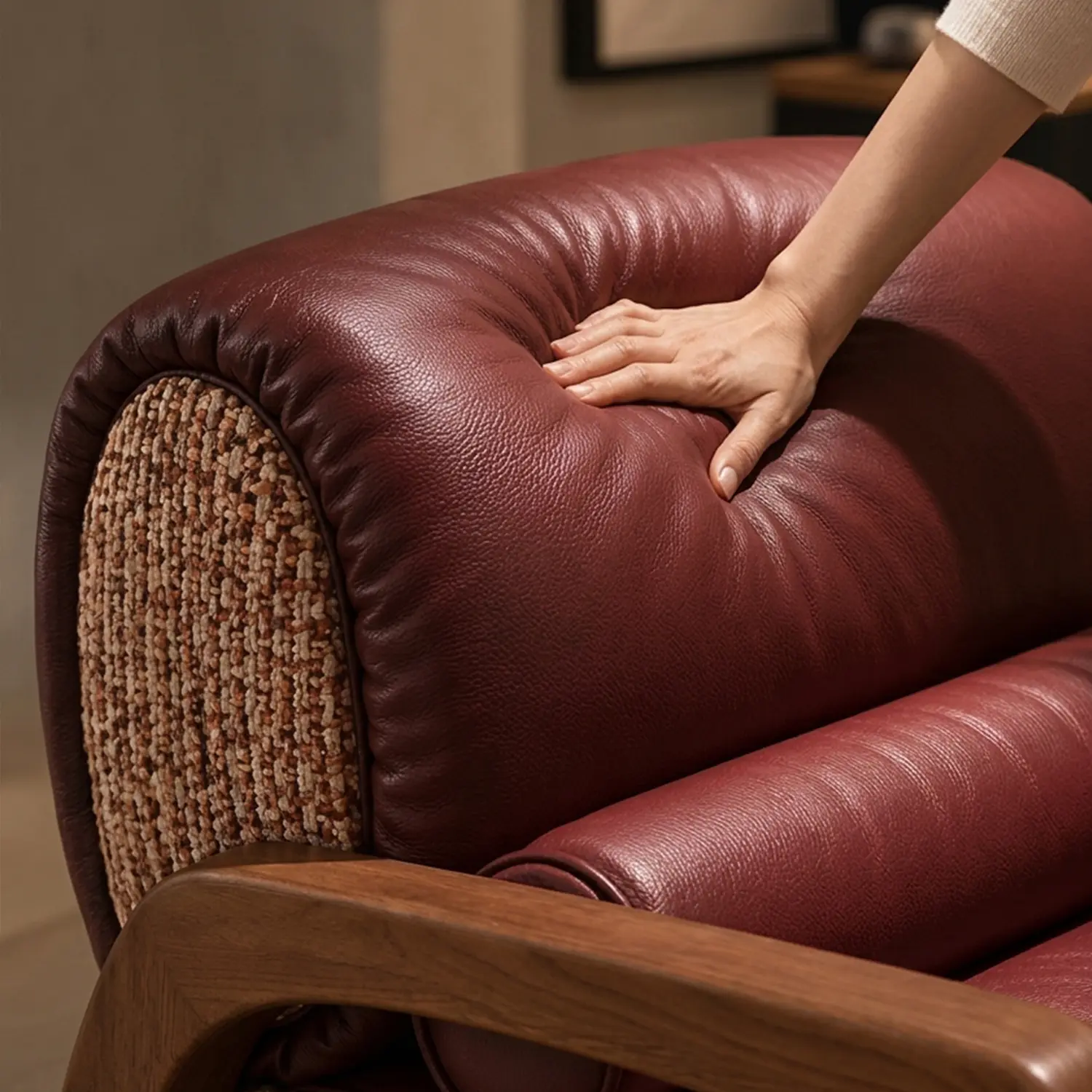 Mid-Century Modern Burgundy Top-Grain Leather Lounge Chair Image - 9 | homeyfad