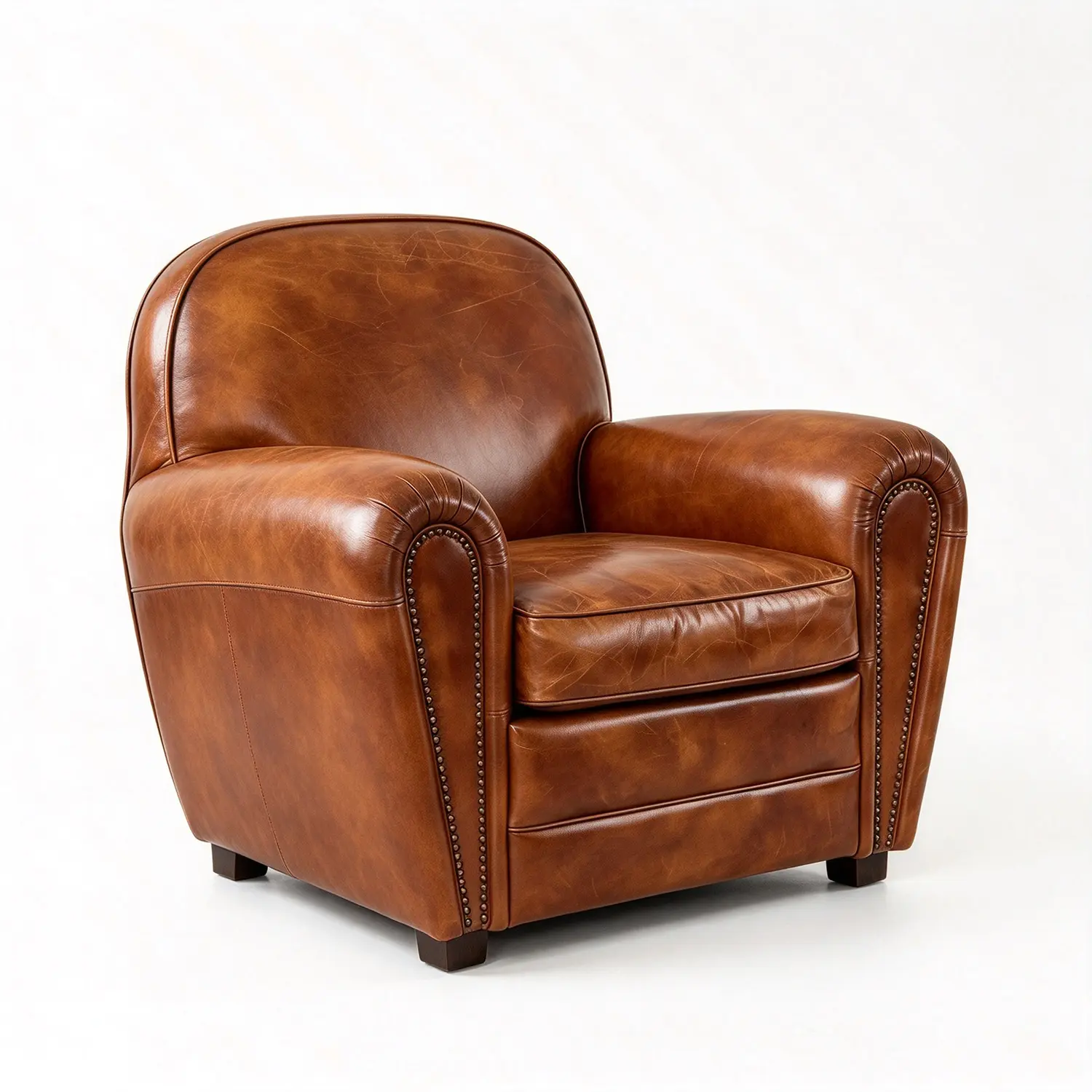 Vintage Brown Oil-Waxed Faux Leather Accent Chair Image - 16 | homeyfad