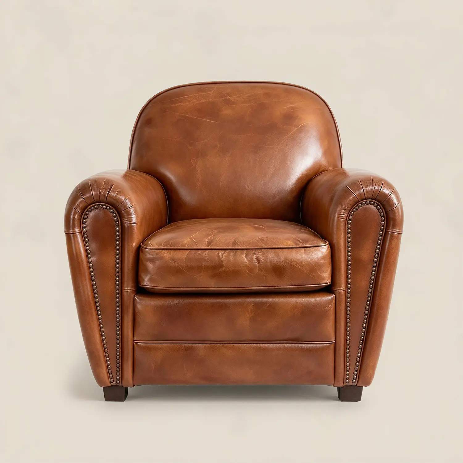 Vintage Brown Oil-Waxed Faux Leather Accent Chair Image - 5 | homeyfad