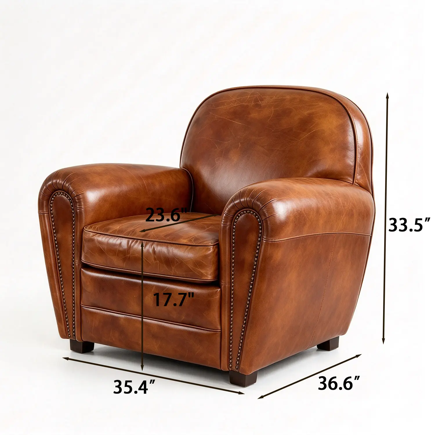 Vintage Brown Oil-Waxed Faux Leather Accent Chair Image - 17 #size | homeyfad