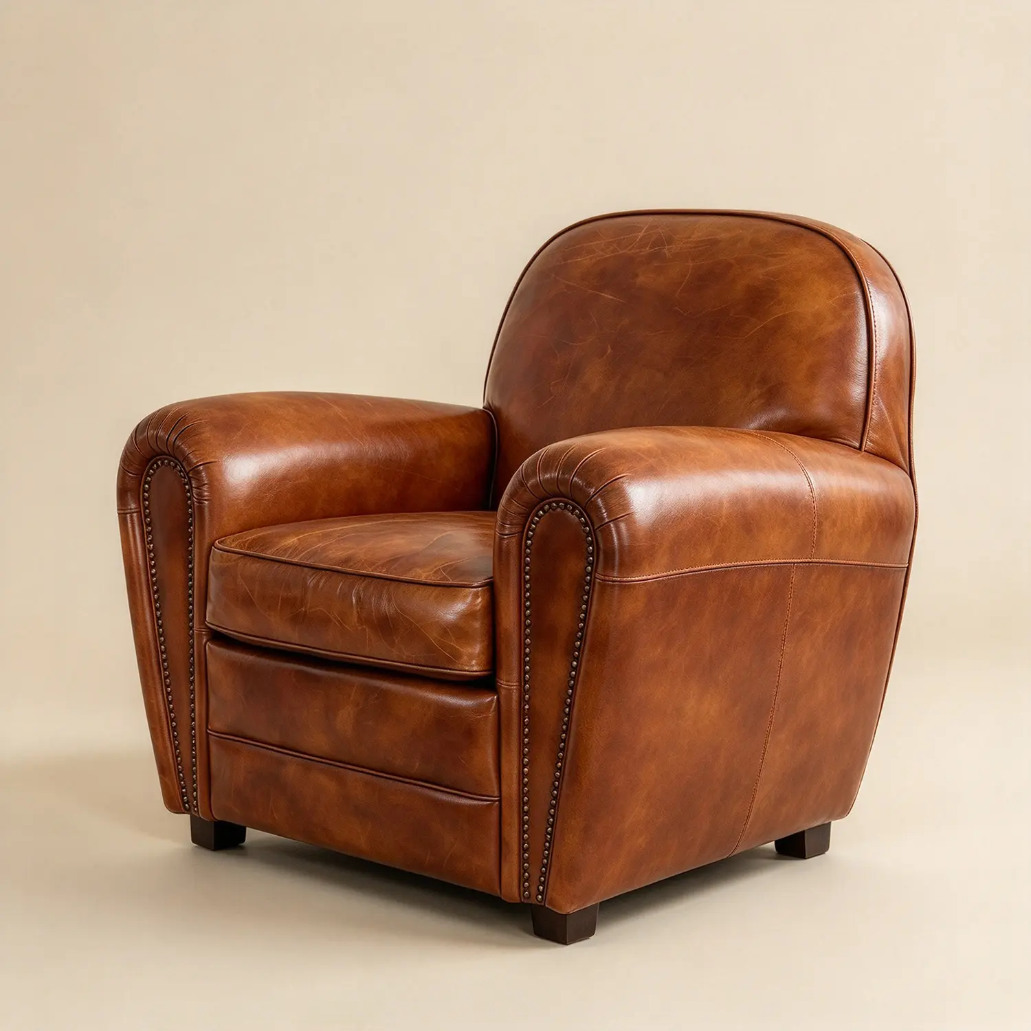 Vintage Brown Oil-Waxed Faux Leather Accent Chair Image - 6 | homeyfad