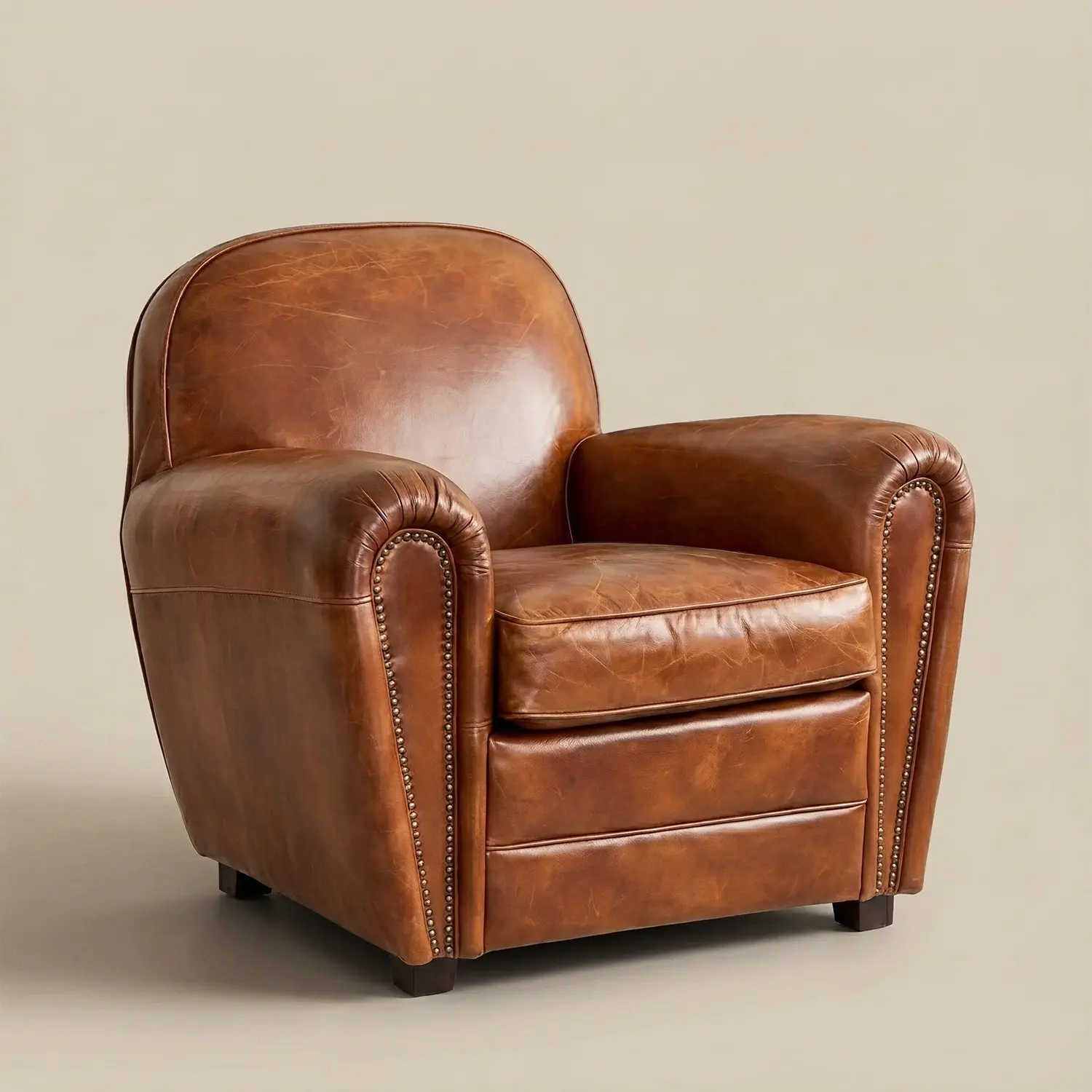 Brown Vintage Brown Oil-Waxed Faux Leather Accent Chair Image - 2 | homeyfad