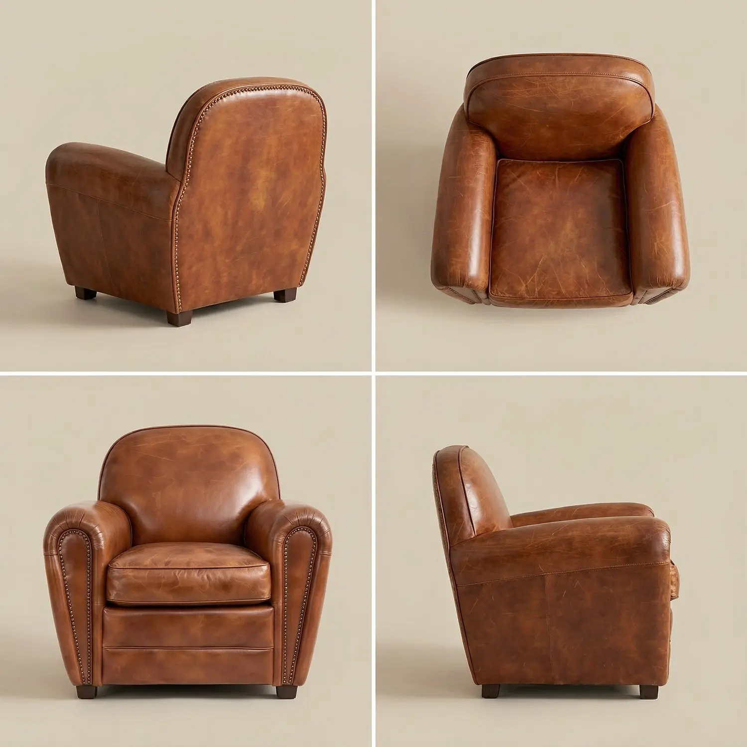 Vintage Brown Oil-Waxed Faux Leather Accent Chair Image - 7 | homeyfad