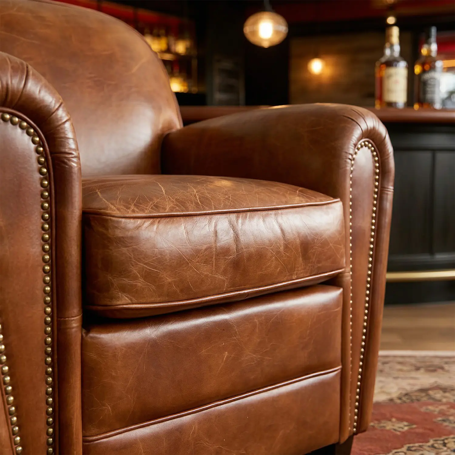 Vintage Brown Oil-Waxed Faux Leather Accent Chair Image - 9 | homeyfad