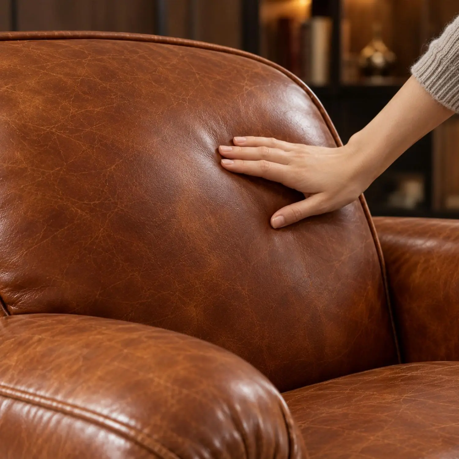 Vintage Brown Oil-Waxed Faux Leather Accent Chair Image - 10 | homeyfad