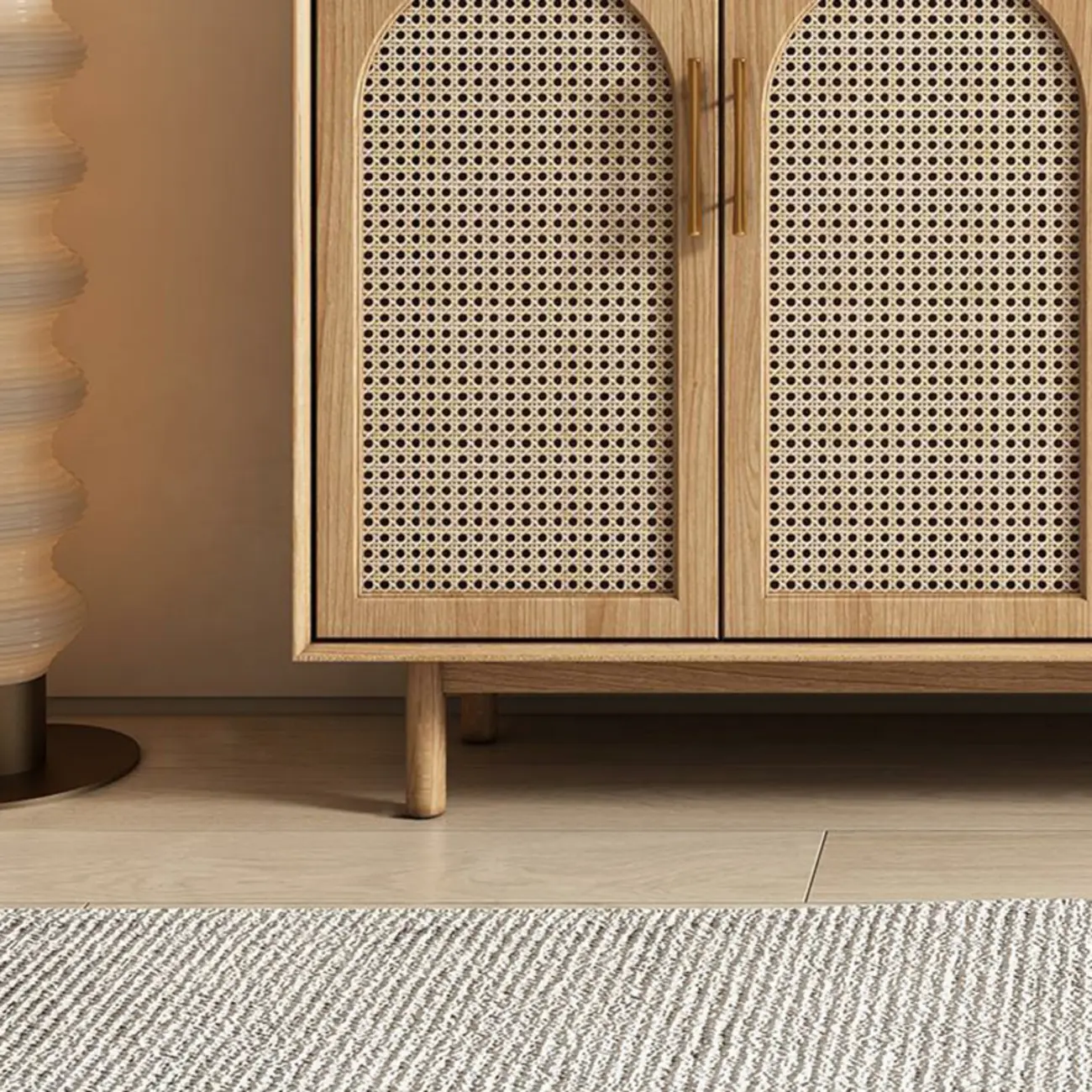 Modern Natural Cherry Decorative Woven Cabinet for Living Room Image - 3 | homeyfad