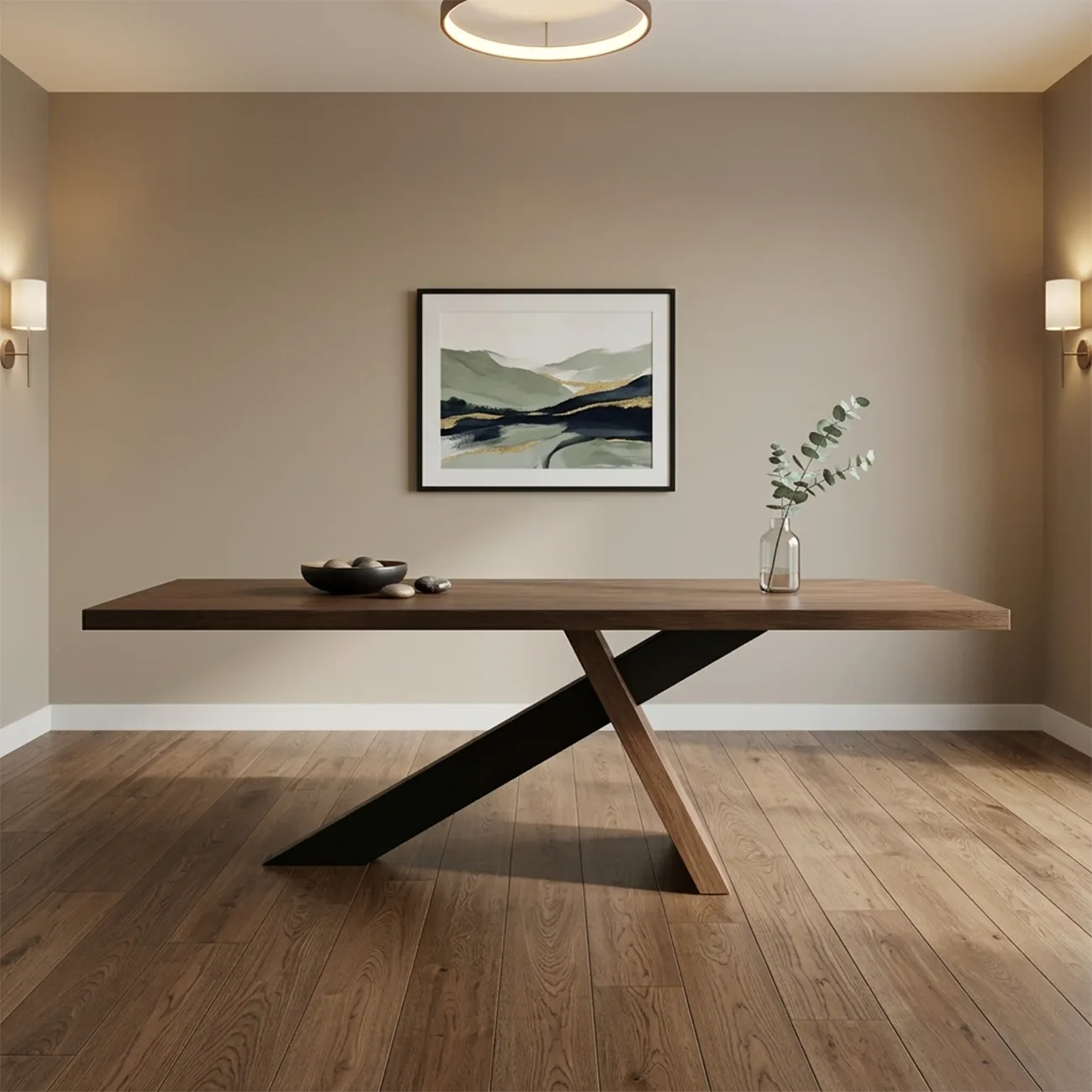 Modern Industrial Rectangular Solid Pine Wood Dining Table with Iron Base Image - 8 | homeyfad