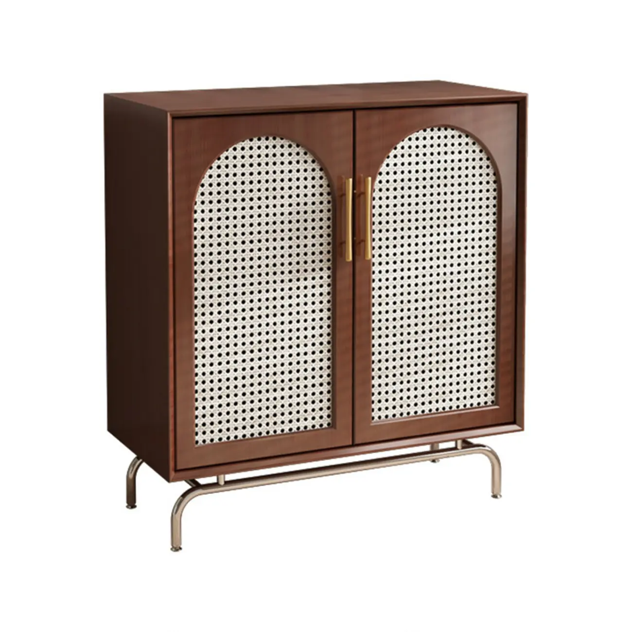 Modern Black Wood Woven Front Storage Cabinet for Living Room Image - 6 | homeyfad