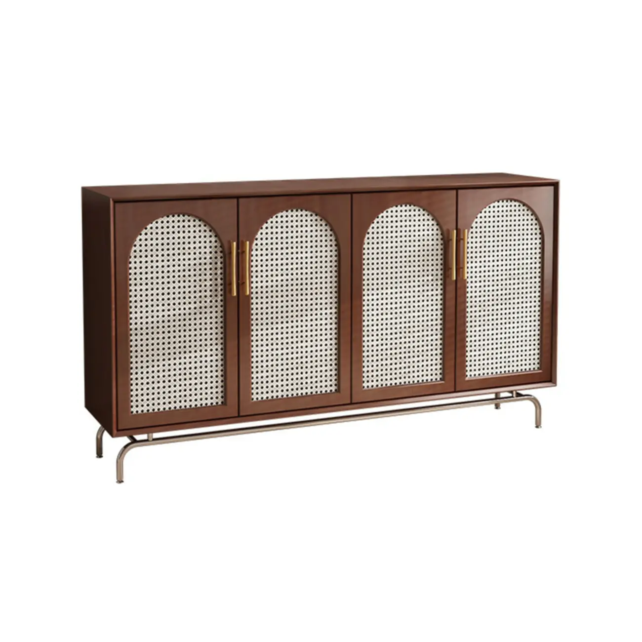 Modern Black Wood Woven Front Storage Cabinet for Living Room Image - 8 | homeyfad