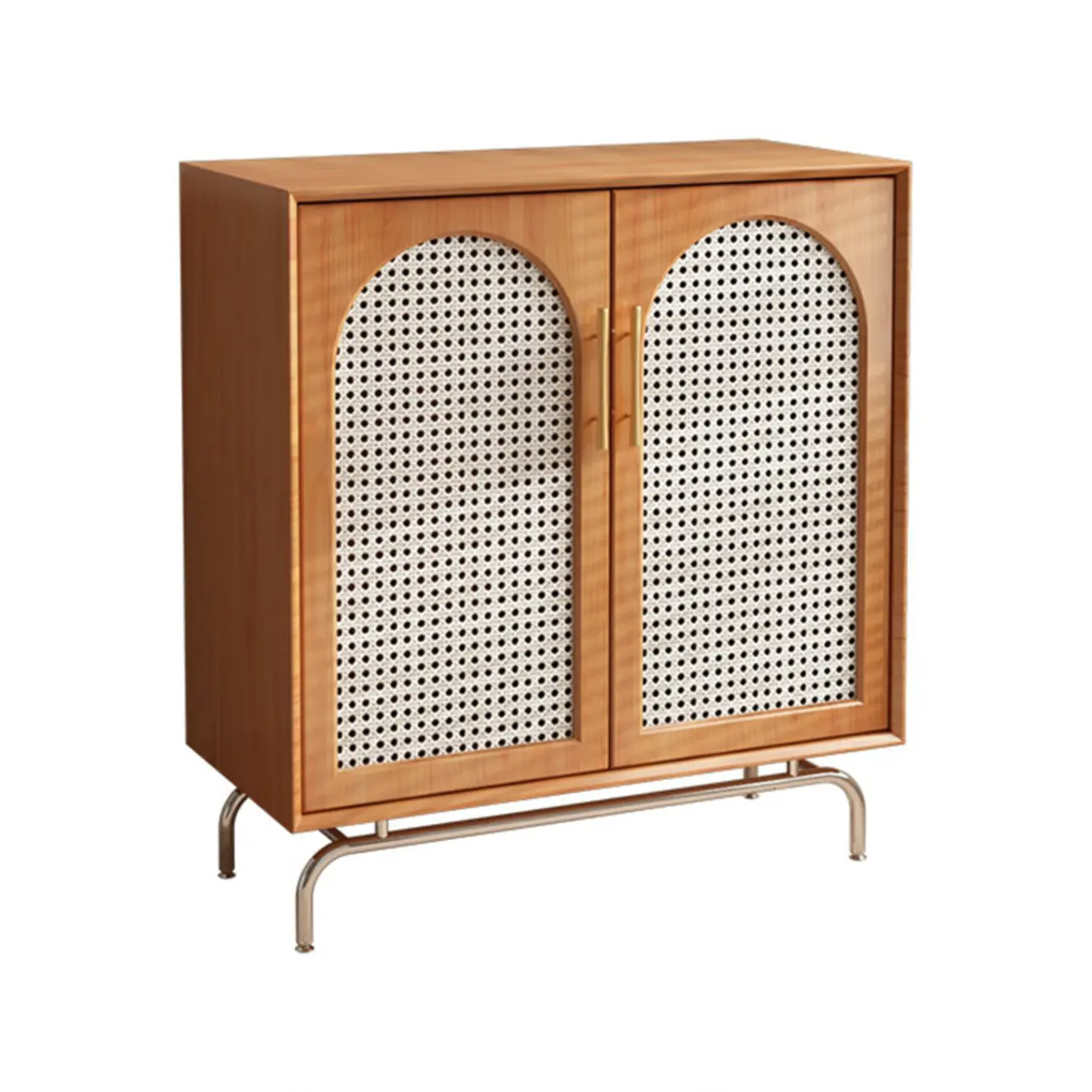 Modern Black Wood Woven Front Storage Cabinet for Living Room Image - 9 | homeyfad