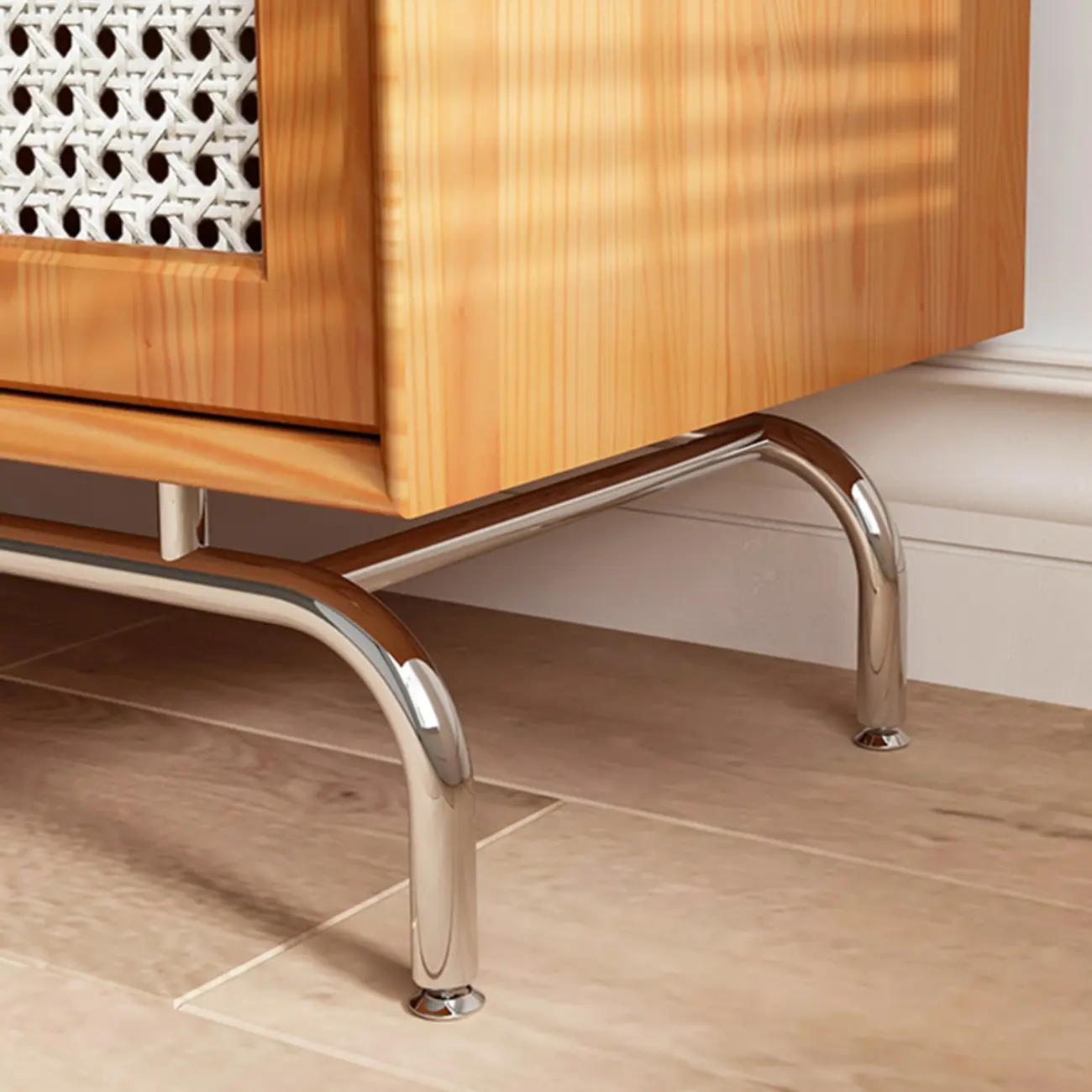 Modern Black Wood Woven Front Storage Cabinet for Living Room Image - 14 | homeyfad