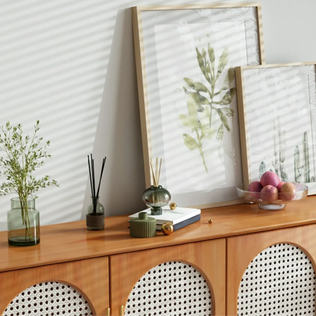 Modern Black Wood Woven Front Storage Cabinet for Living Room Image - 16 | homeyfad