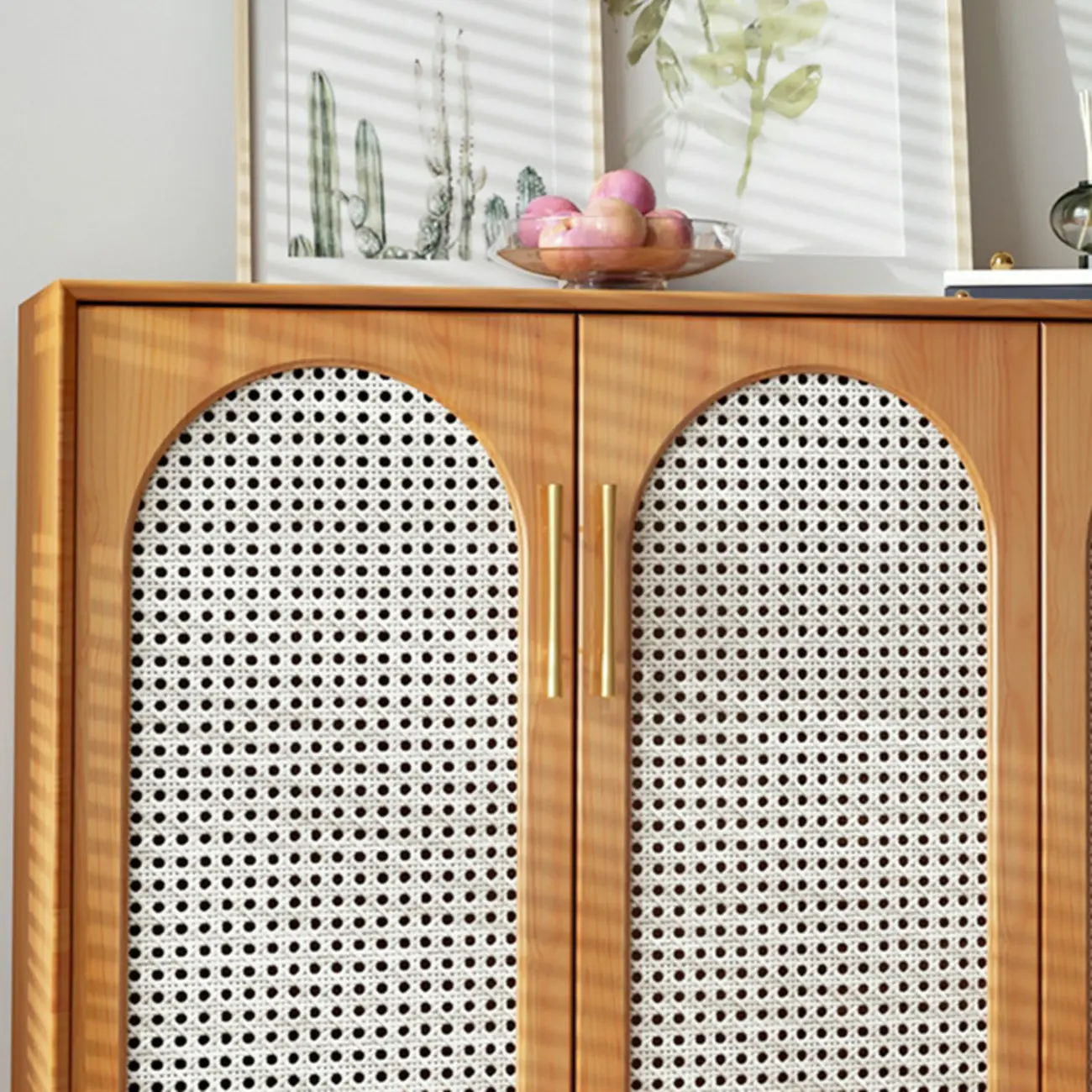 Modern Black Wood Woven Front Storage Cabinet for Living Room Image - 17 | homeyfad