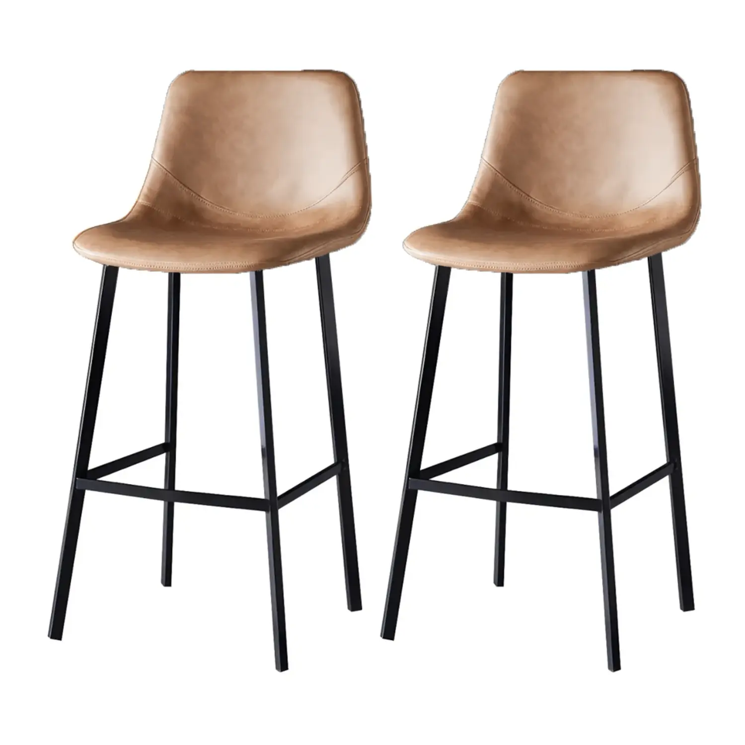 Brown 2 Piece Set Bar Stool(30"H) Scandinavian Bucket Leather Upholstered Counter Bar Stool Image - 41 | homeyfad