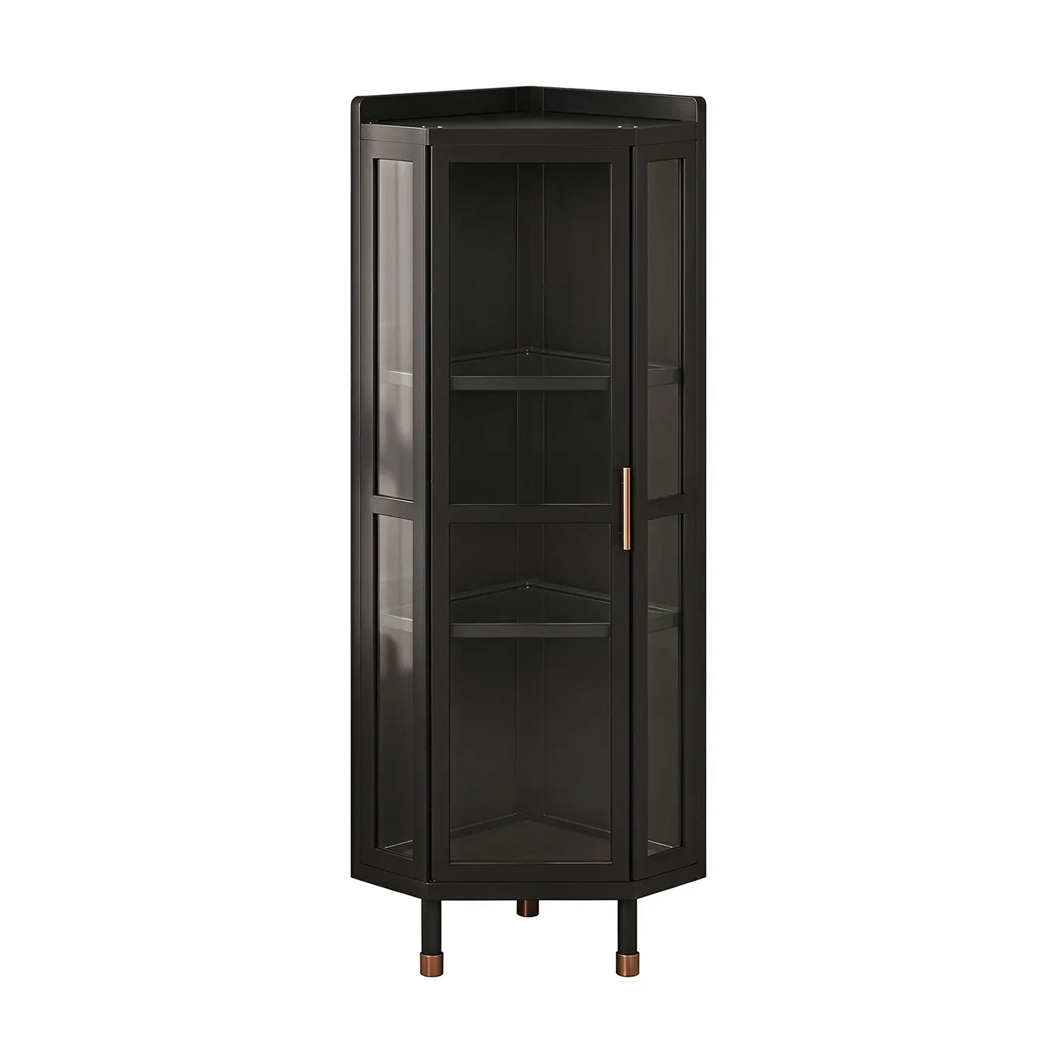 Black Modern Black Bamboo Corner Wine Cabinet with Acrylic Doors Image - 2 | homeyfad