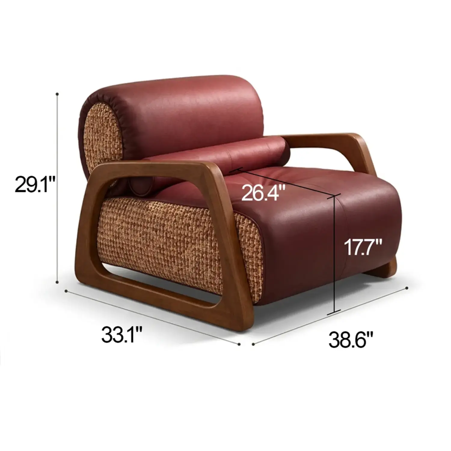 Mid-Century Modern Burgundy Top-Grain Leather Lounge Chair Image - 12 #size | homeyfad