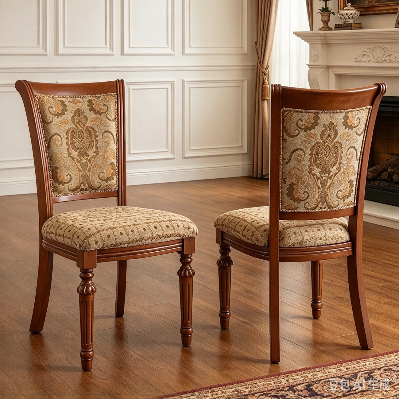Brown 2 Piece Set Traditional Vintage Carved Solid Wood Dining Chairs Set of 2 Image - 1 | homeyfad