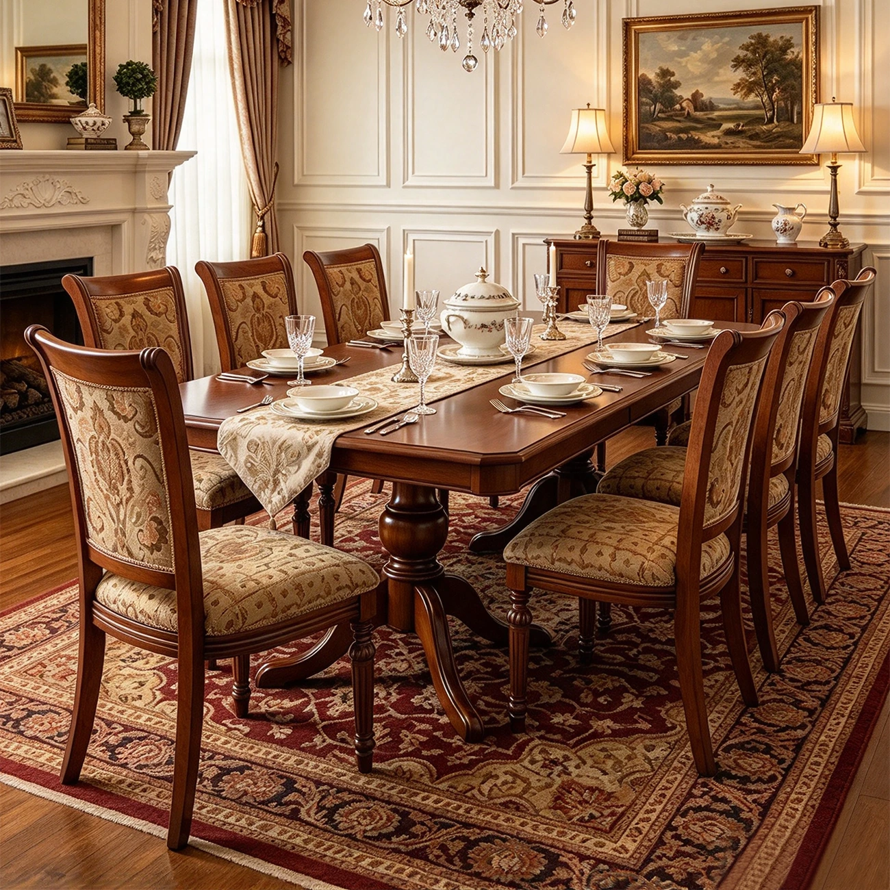Traditional Vintage Carved Solid Wood Dining Chairs Set of 2 Image - 2 | homeyfad