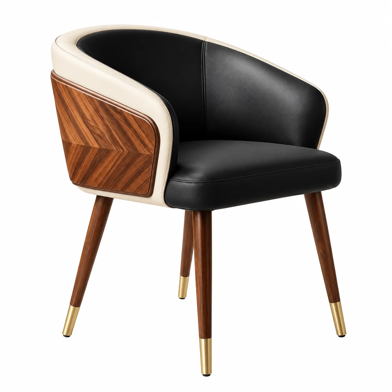 Modern Armrest Faux Leather Wood Dining Chair Low Back Image - 11 | homeyfad