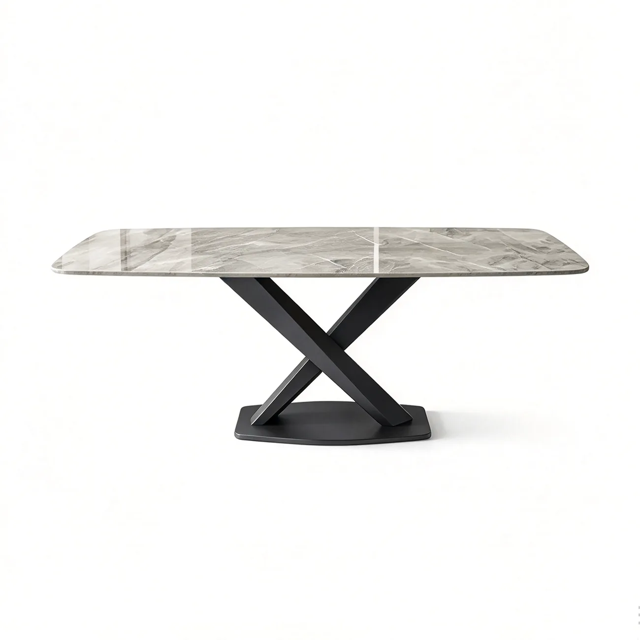 Table 1 Piece 59.1"L x 35.4"W x 29.5"H Modern Rectangular Glossy Gray Sintered Stone Dining Table Image - 2 | homeyfad