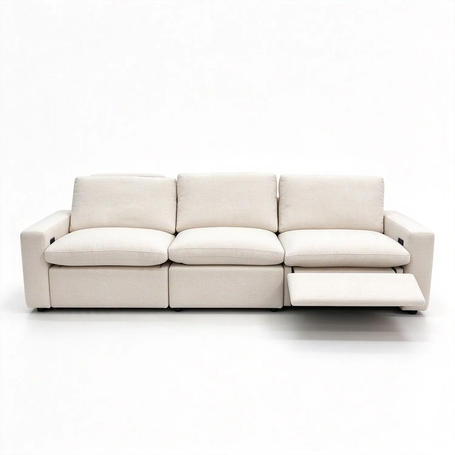 Modern Beige Linen Power Reclining Sofa with Adjustable Footrests Image - 14 | homeyfad