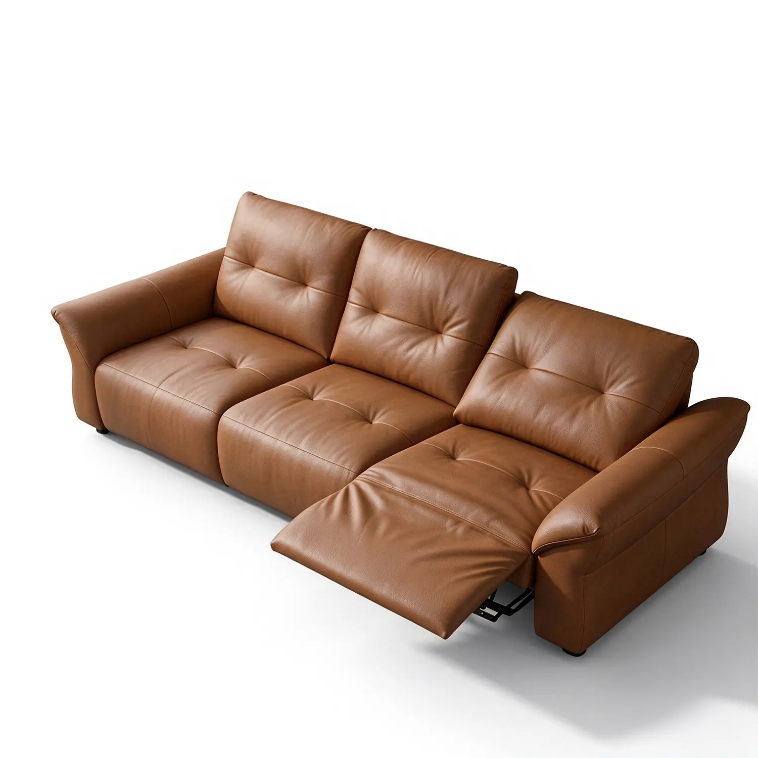 Modern Luxury Top-Grain Leather Tufted Power Reclining Sofa Image - 2 | homeyfad